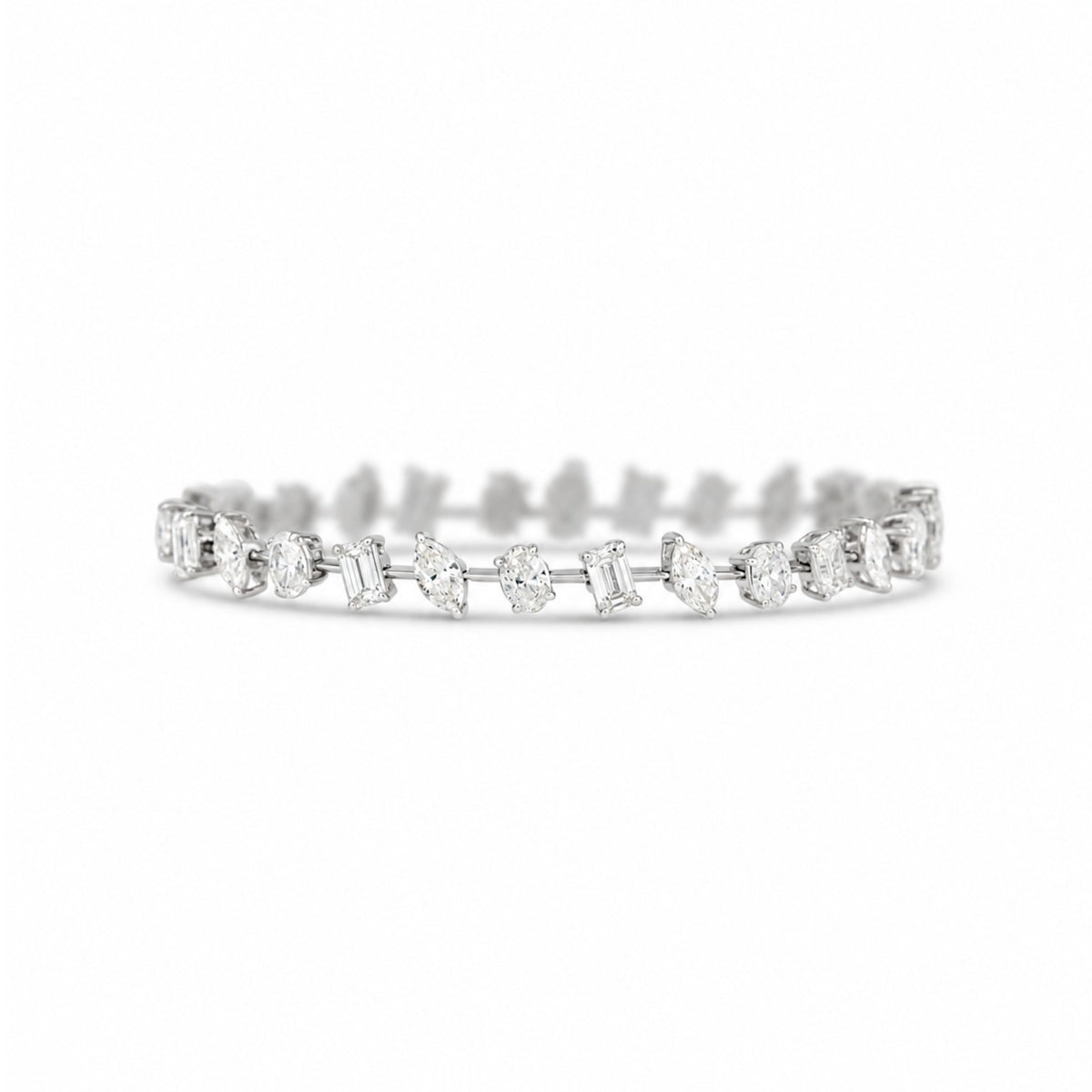 18k White Gold Multi Shape Diamond Bracelet