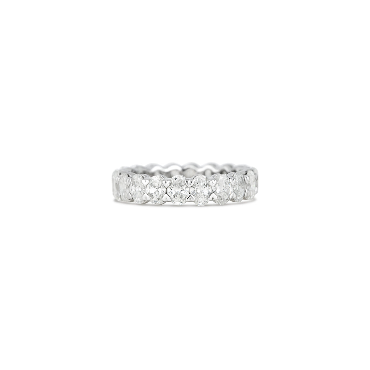 14k White Gold Lab Grown Oval Diamond Eternity Wedding Band 3.07cttw