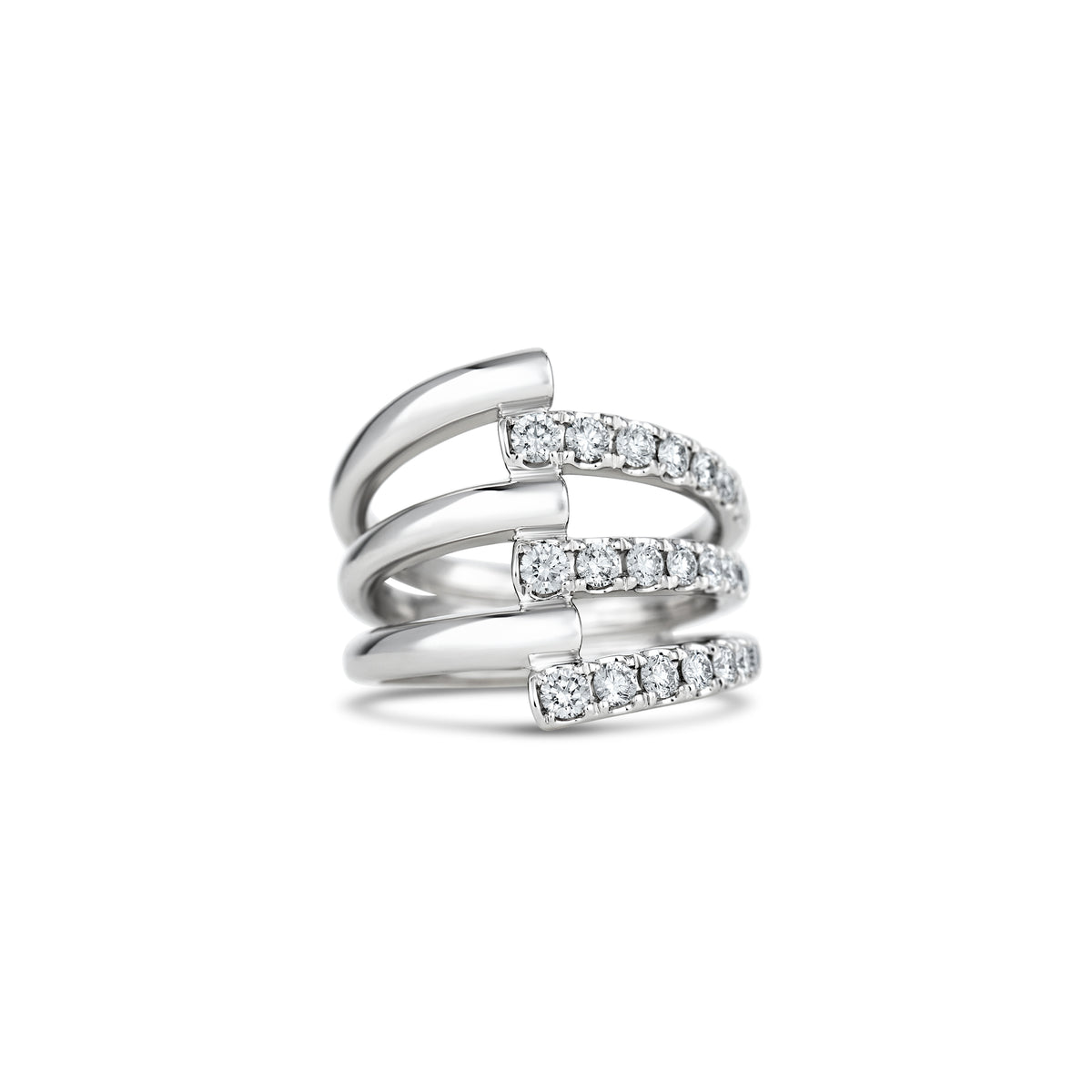 18k White Gold Diamond Open Row Ring