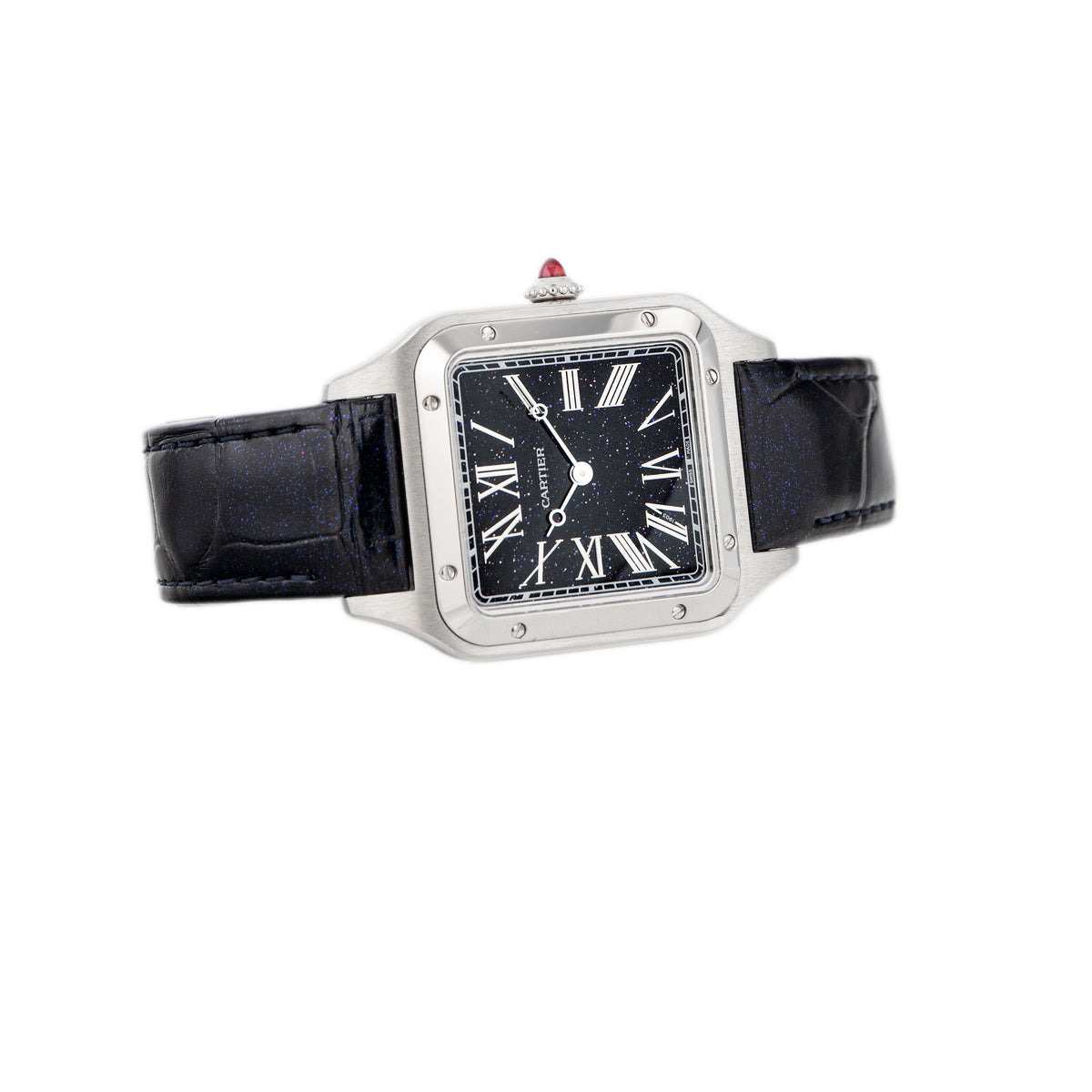Cartier Santos-Dumont 'La Baladeuse Champs Elysées' 1903 Platinum Aventurine Blue Dial 43.5x31.4mm WGSA0099 Full Set