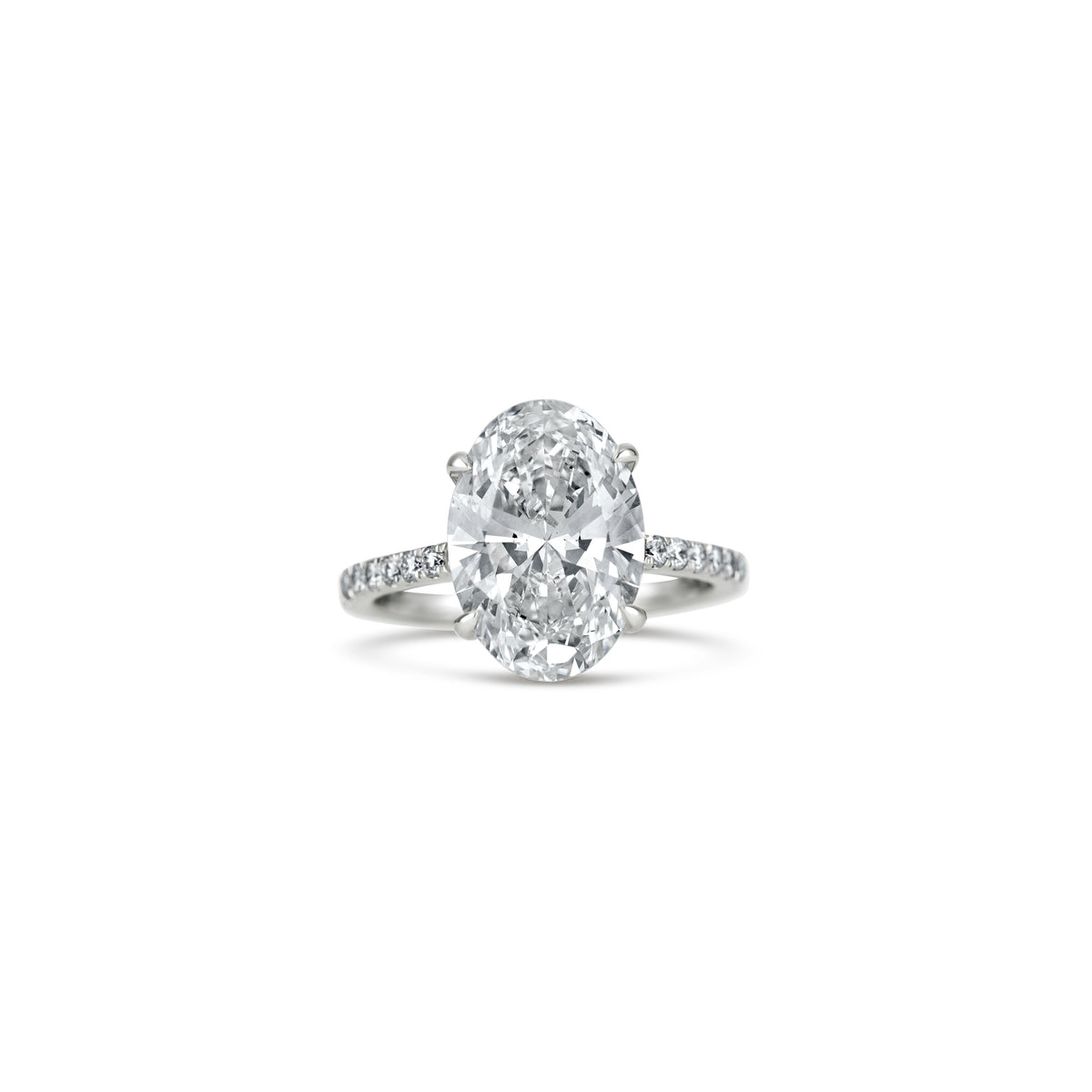 14k White Gold Lab Grown Oval Diamond Hidden Halo Engagement Ring