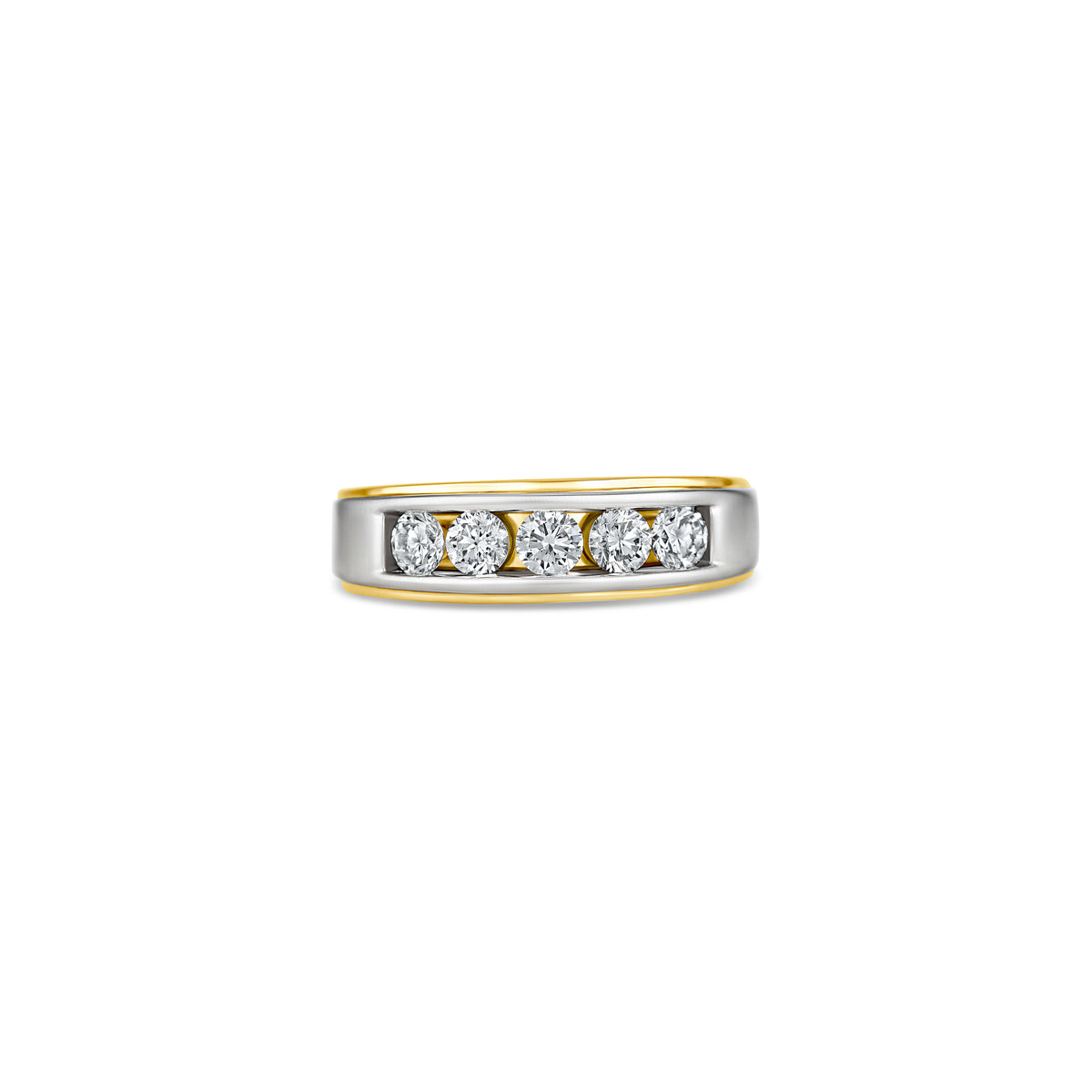 14k Yellow and White Gold Lab Grown Diamond Channel Set Wedding Band 1.00cttw