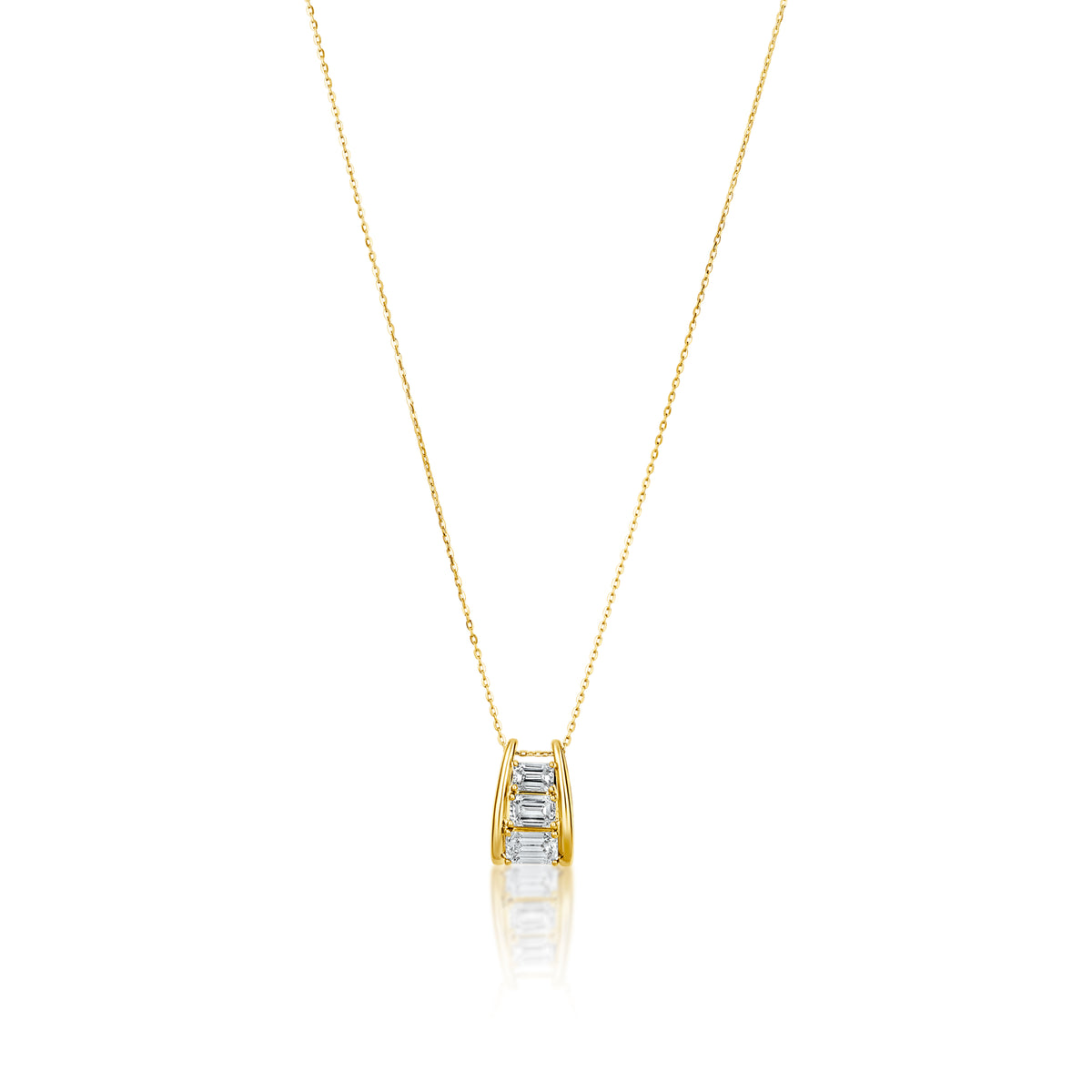 14k Yellow Gold Lab Grown Emerald Diamond Slider Pendant with Chain