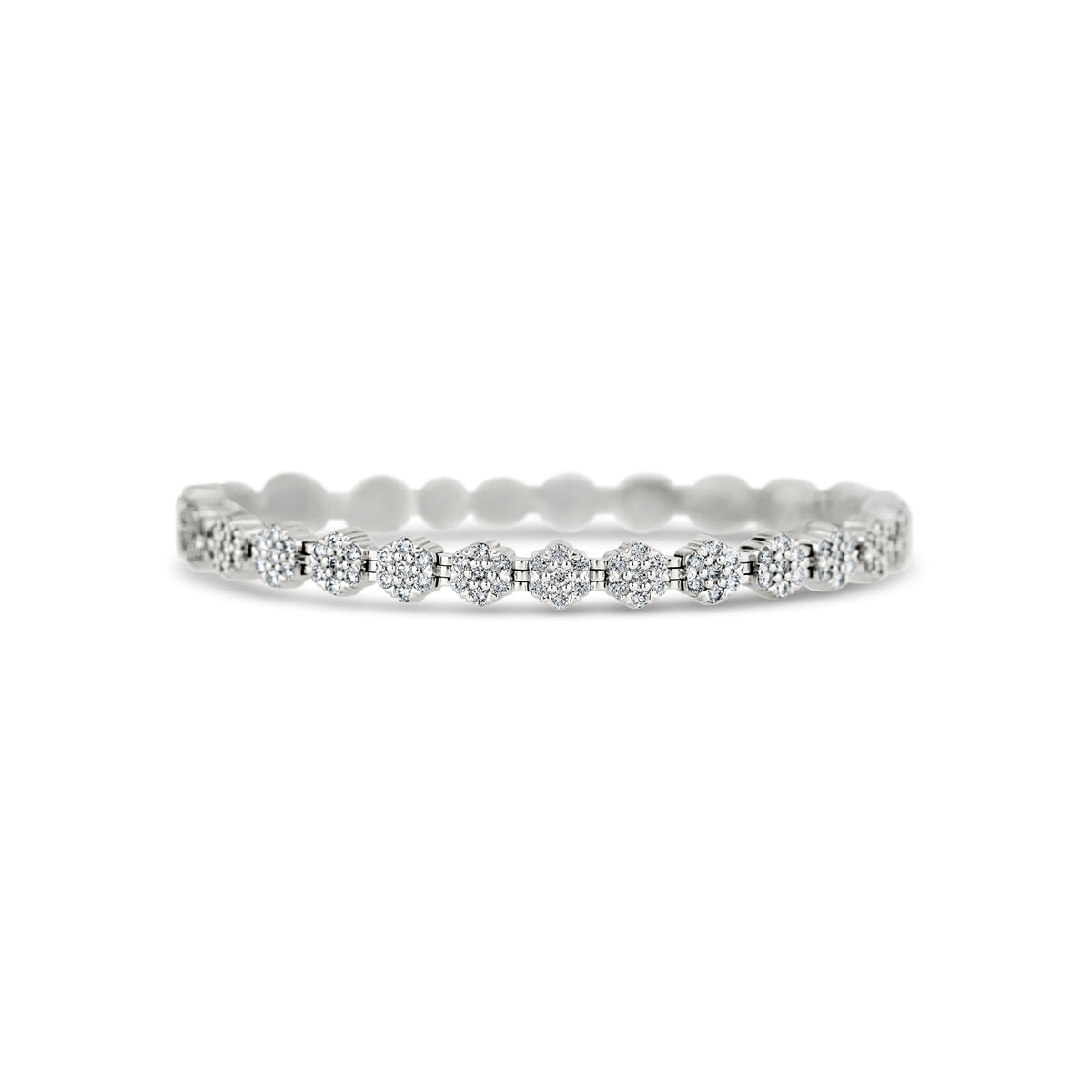 14k White Gold Round Brilliant Diamond Cluster Bracelet