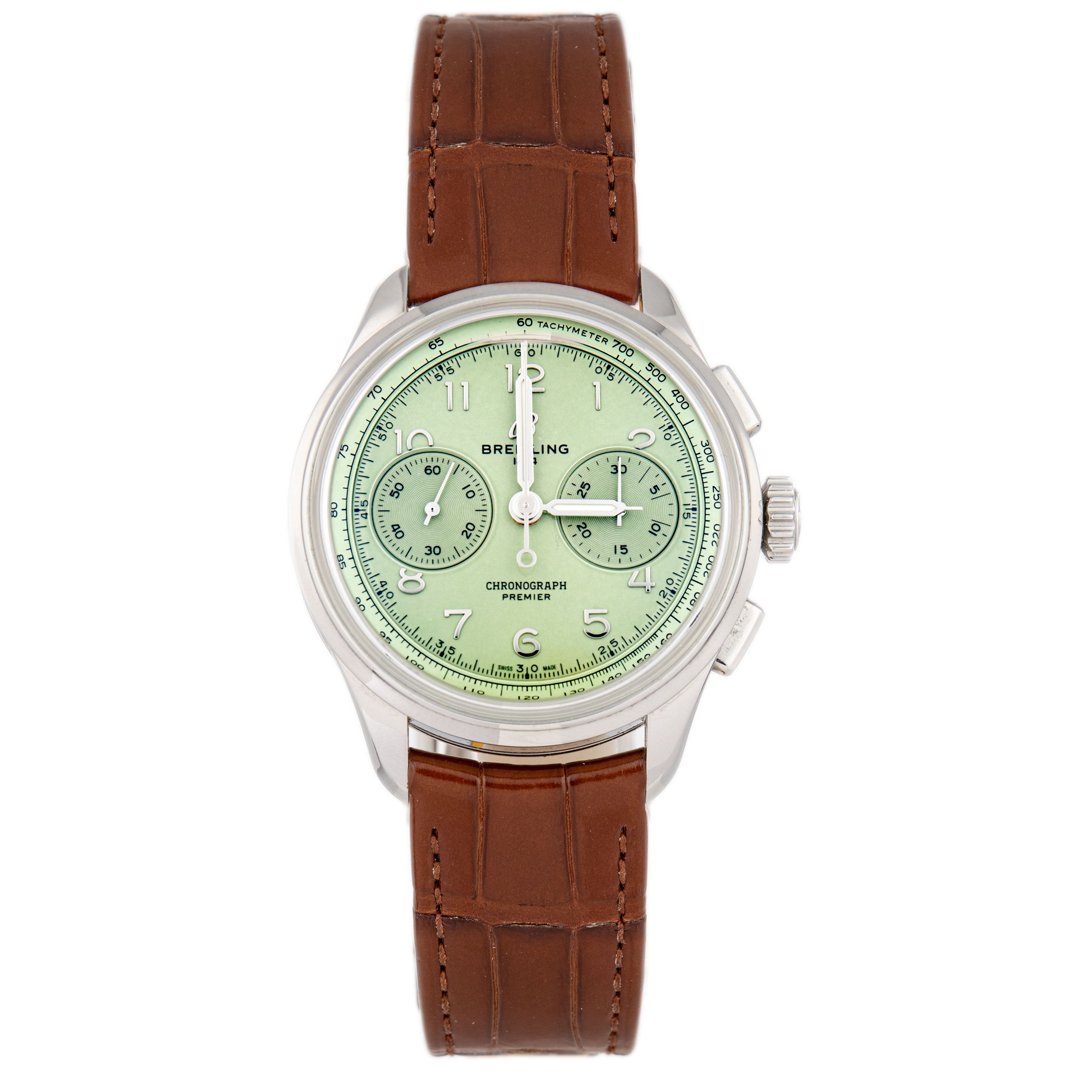Breitling Premier B09 Stainless Steel Pistachio Green Dial 40mm AB0930