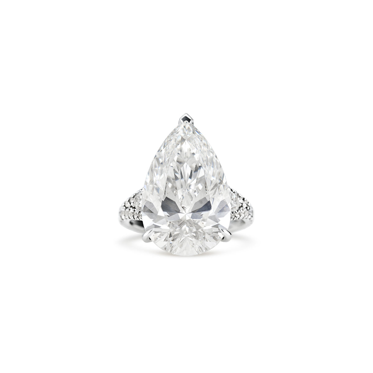 18k White Gold Lab Grown 13.39ct Pear Diamond Pave Engagement Ring