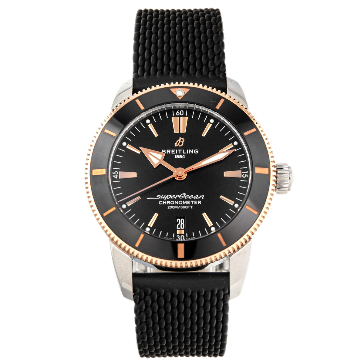 Breitling Superocean Heritage Stainless Steel Rose Gold Black Dial 44mm UB2030121B1A1