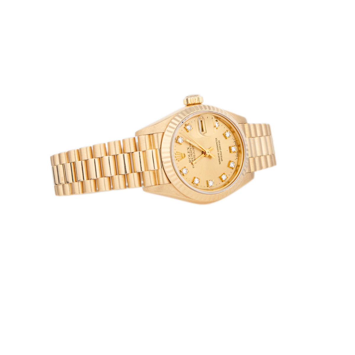 Rolex Lady Datejust President Yellow Gold Champagne Dial 26mm 69178