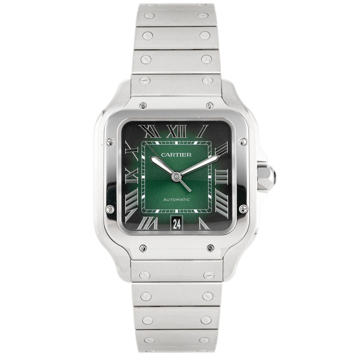 Cartier Santos Stainless Steel Green Dial 47.5x39.8mm WSSA0062 Full Set