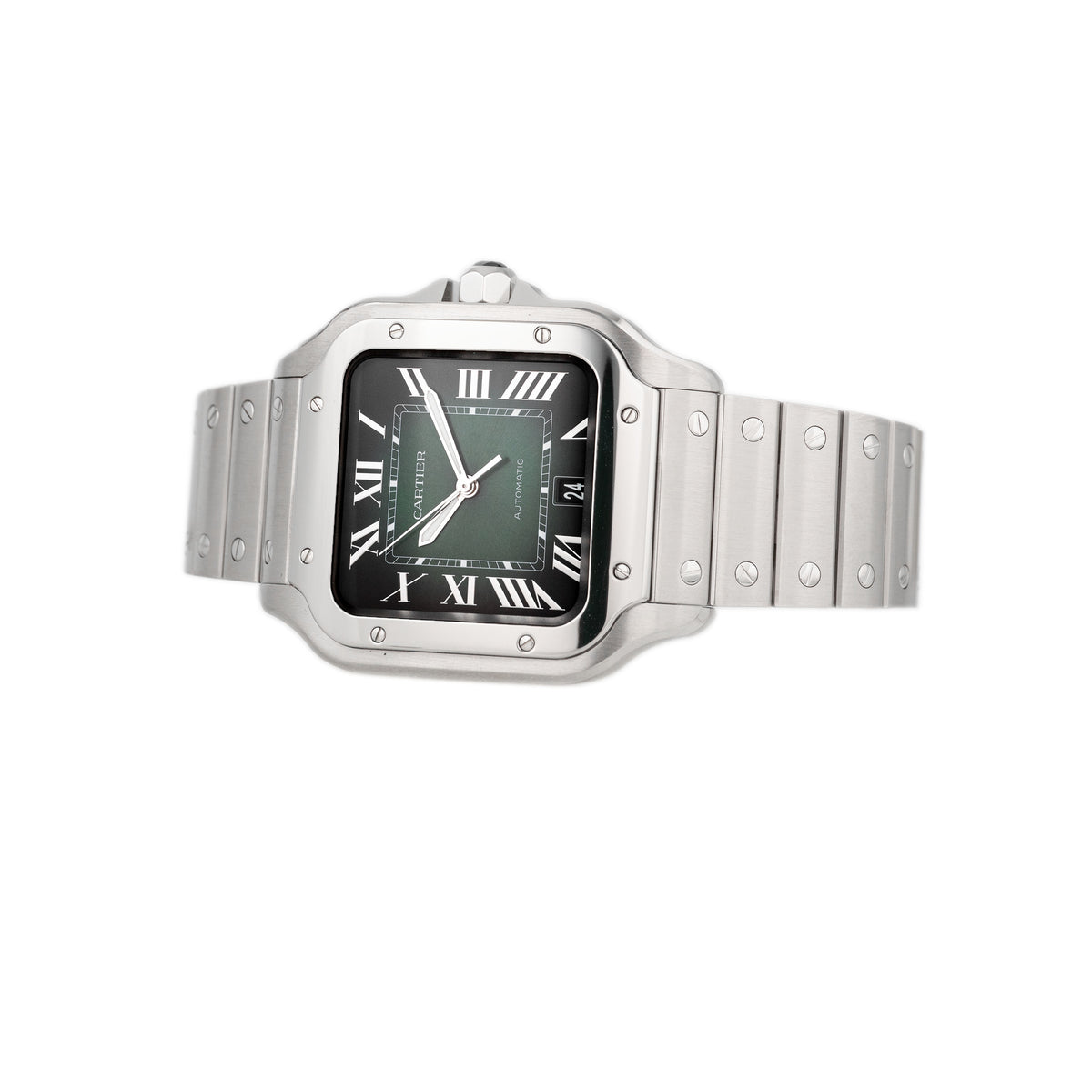 Cartier Santos Stainless Steel Green Dial 47.5x39.8mm WSSA0062 Full Set