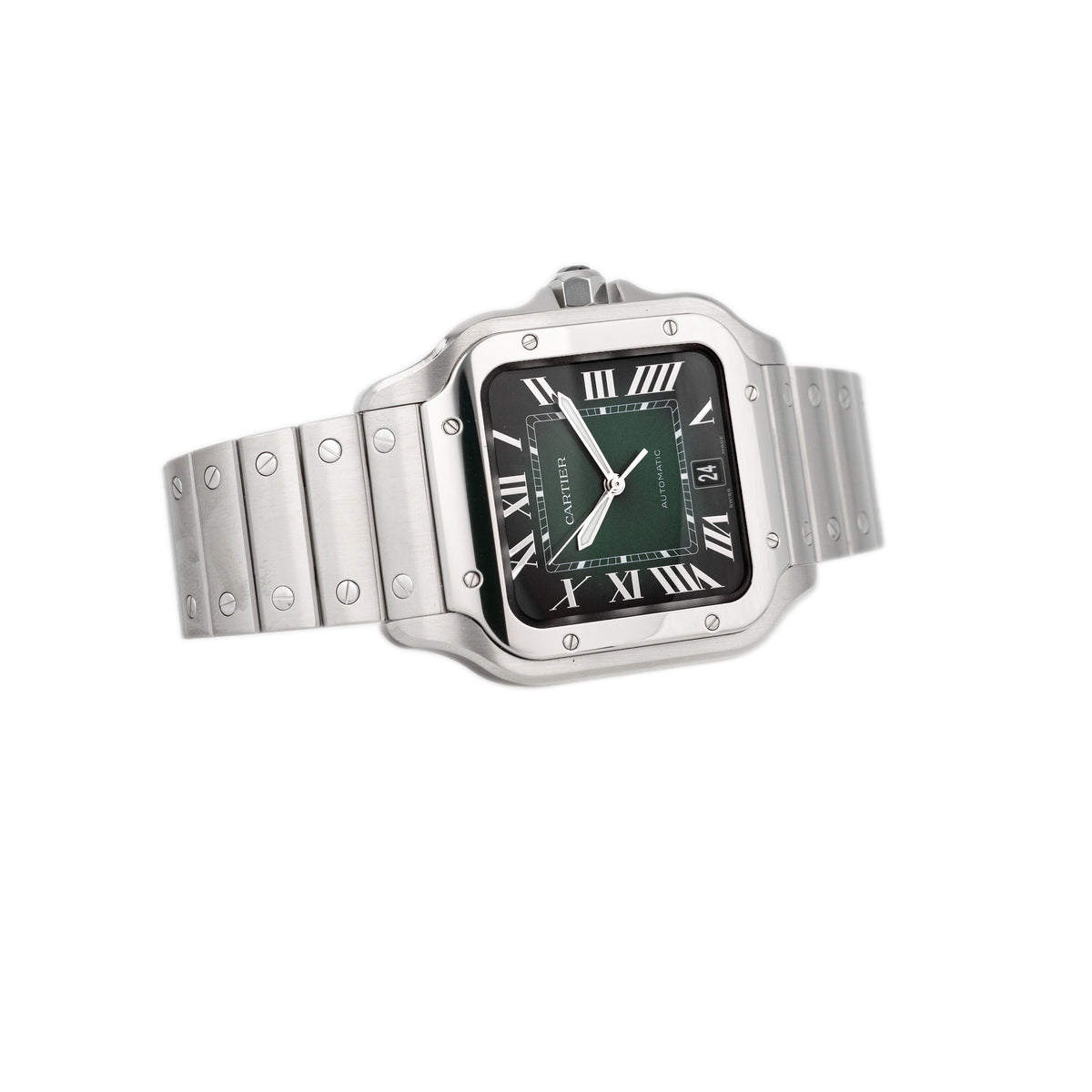 Cartier Santos Stainless Steel Green Dial 47.5x39.8mm WSSA0062 Full Set