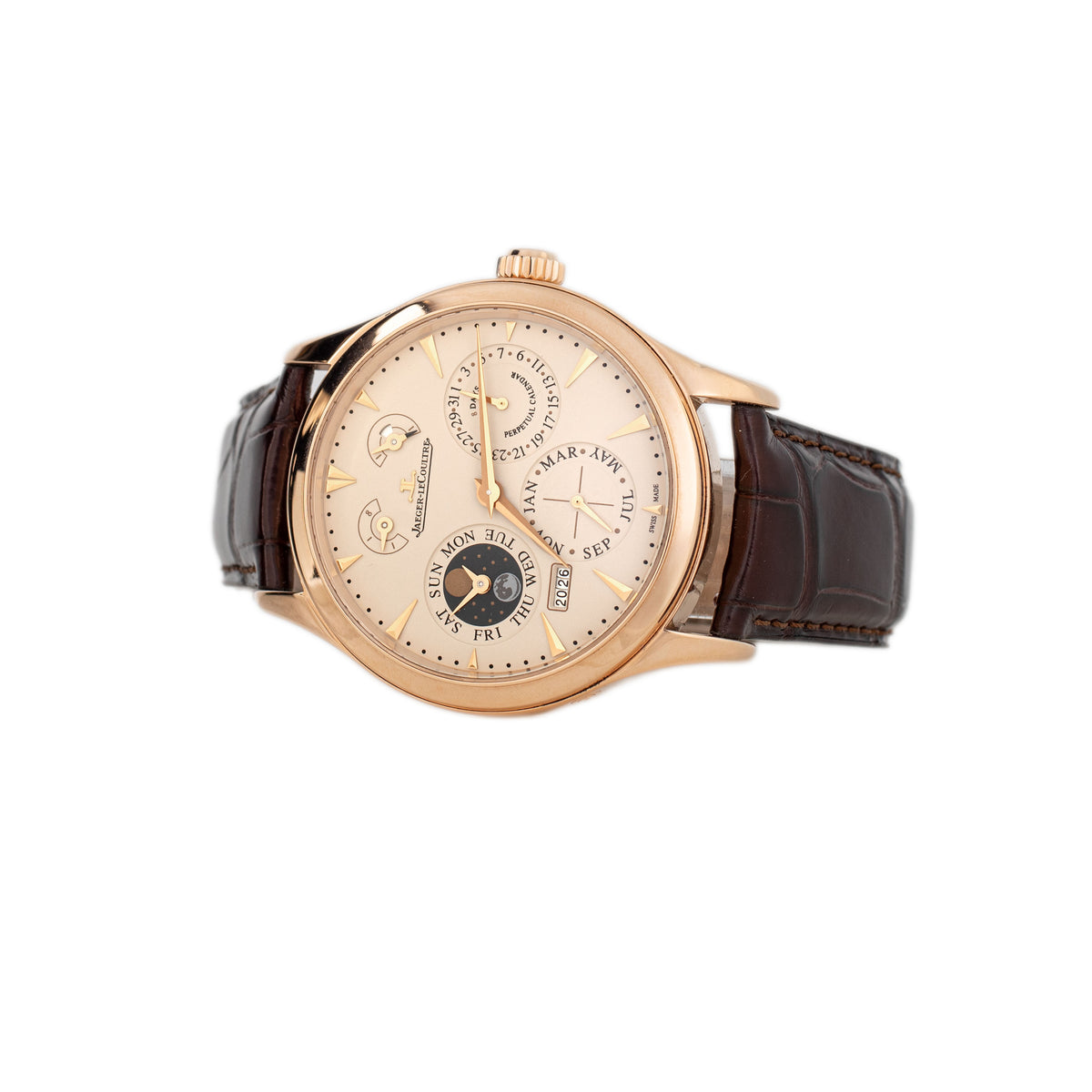 Jaeger-LeCoultre Master Eight Days Perpetual Calendar Rose Gold White Dial 40mm Q1612420 Full Set