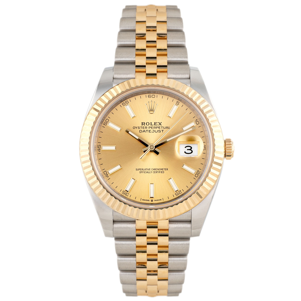 Roelx Datejust 41 Stainless Steel Yellow Gold Champagne Dial 41mm 126333 Full Set