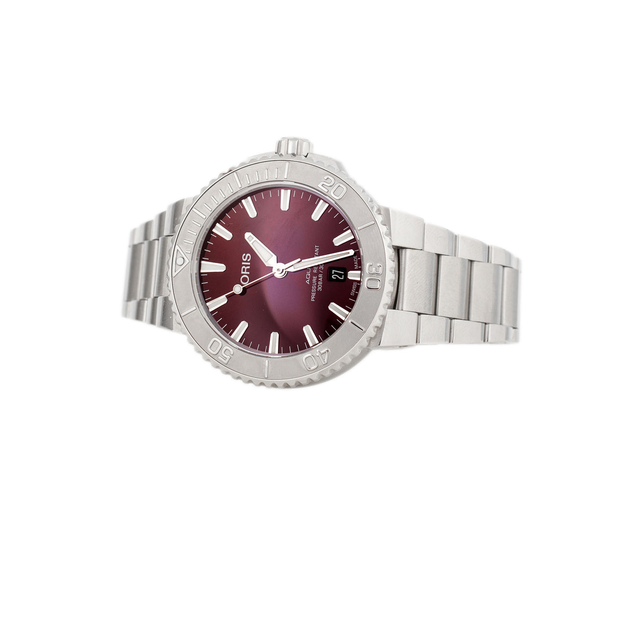 Oris Aquis Date Relief Stainless Steel Red Dial 41.5mm 01 733 7766 4158-07 8 22 05PEB Full Set