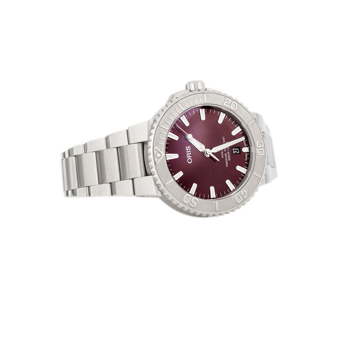 Oris Aquis Date Relief Stainless Steel Red Dial 41.5mm 01 733 7766 4158-07 8 22 05PEB Full Set