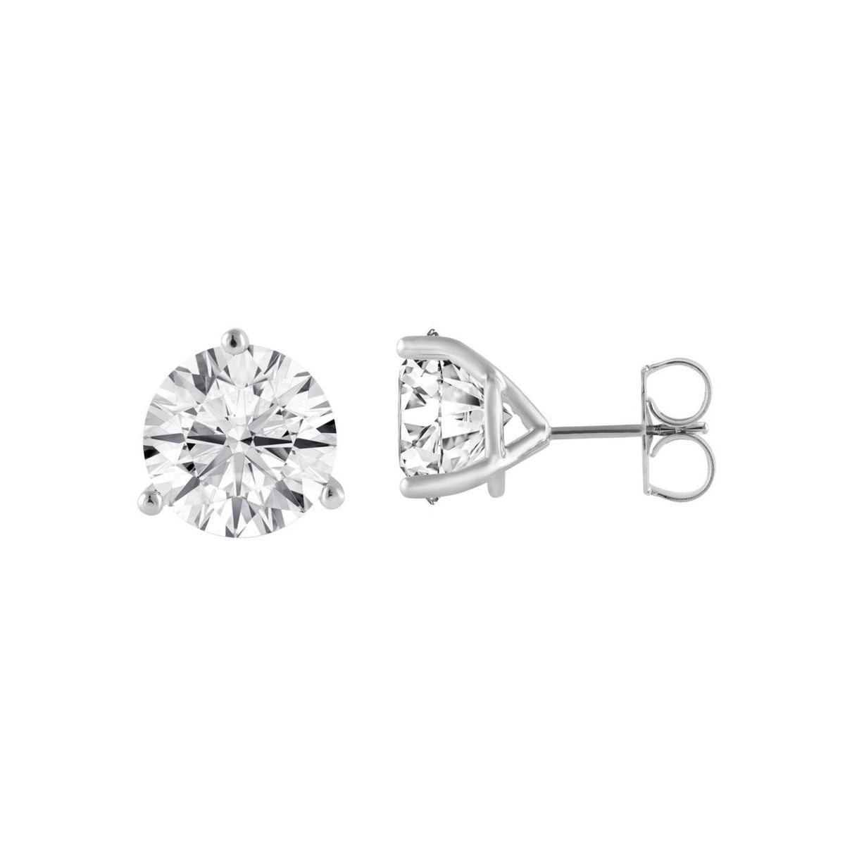 14k White Gold Lab Grown Round Diamond Martini Stud Earrings 6.00cttw
