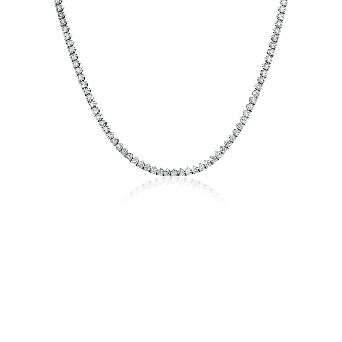Platinum Round Brilliant Diamond Line Necklace 11.00cttw