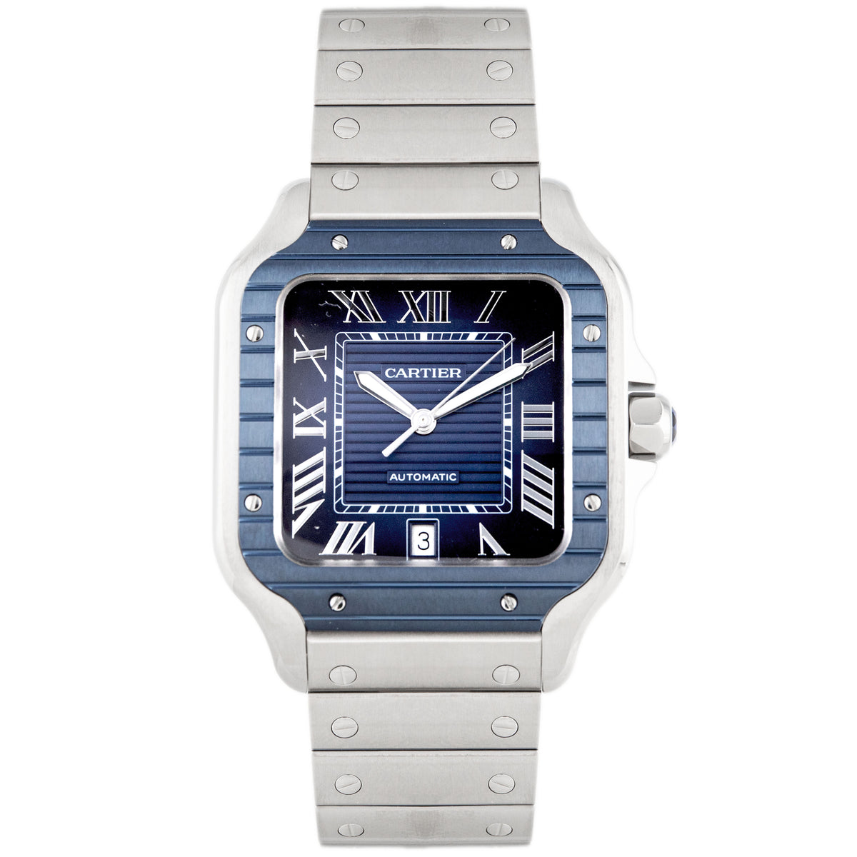 Cartier Santos Stainless Steel Blue Dial 39x47mm WSSA0048 Full Set