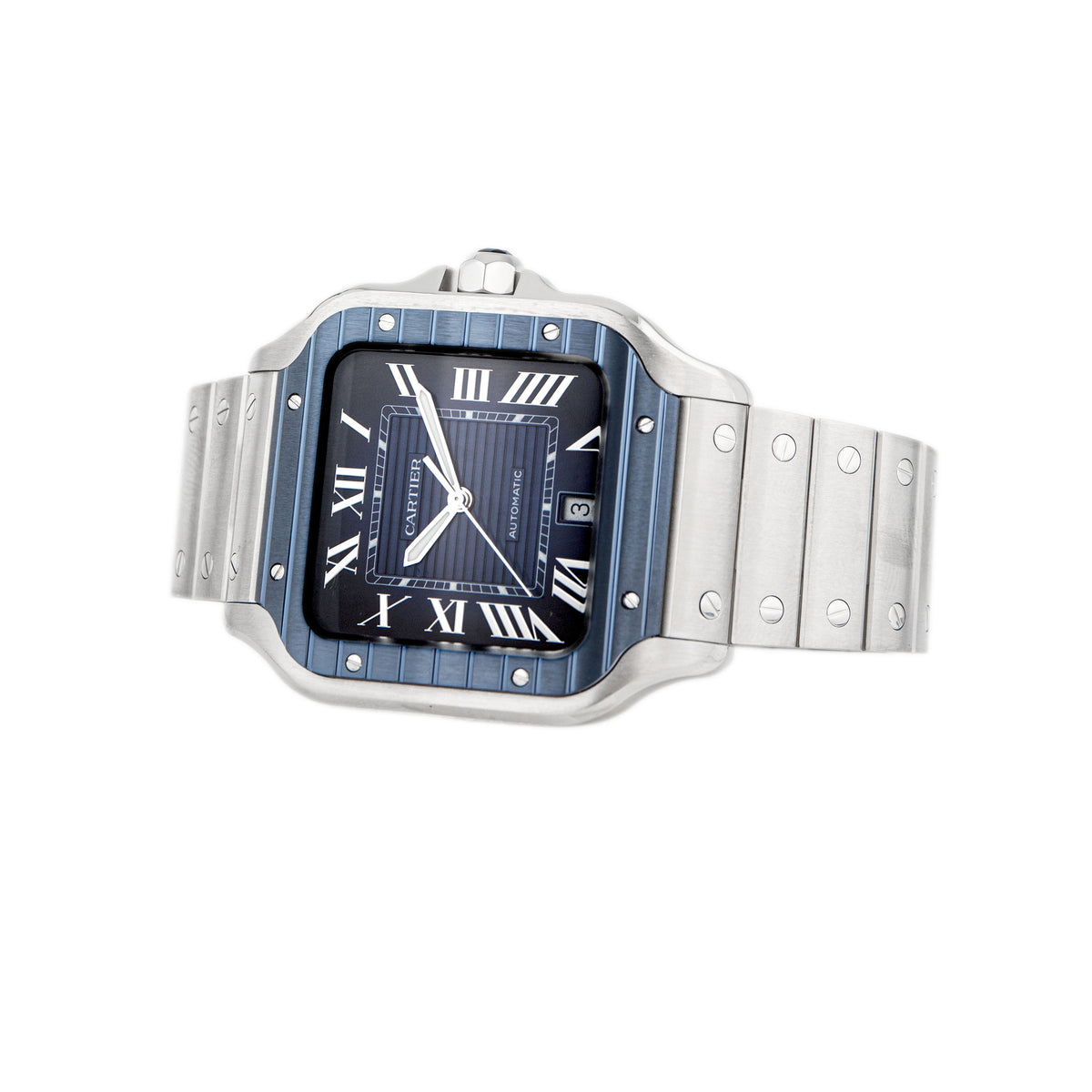 Cartier Santos Stainless Steel Blue Dial 39x47mm WSSA0048 Full Set