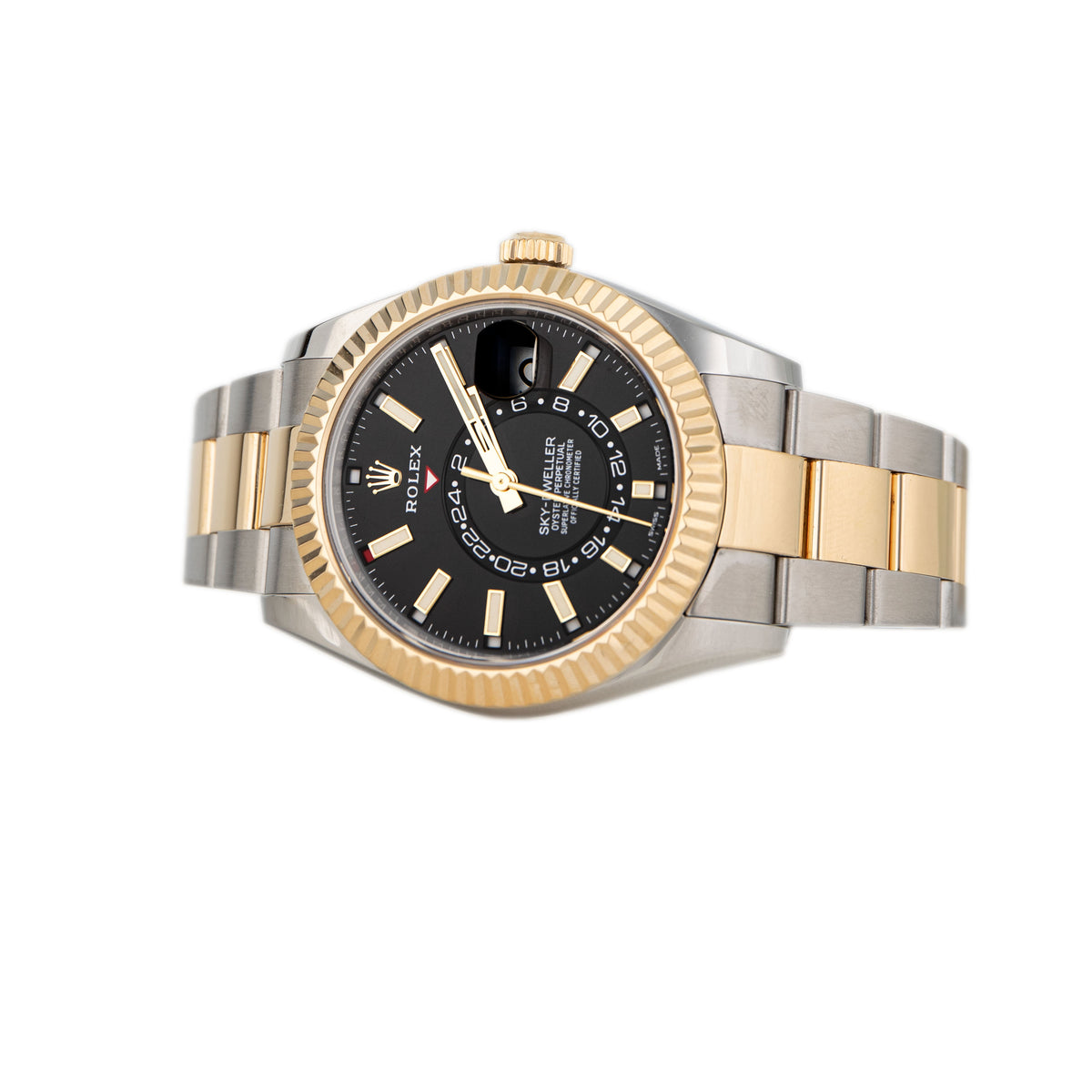 Rolex Sky-Dweller Stainless Steel & Yellow Gold Black Dial 42mm 326933 Full Set