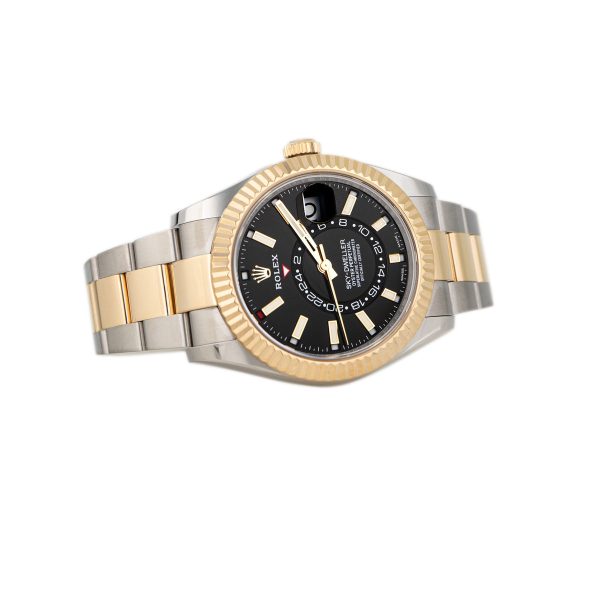 Rolex Sky-Dweller Stainless Steel & Yellow Gold Black Dial 42mm 326933 Full Set