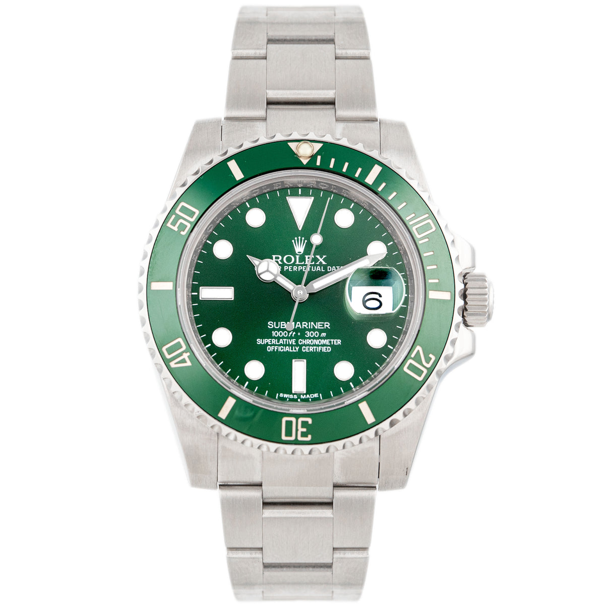 Rolex Submariner Date Hulk Stainless Steel Green Dial 40mm 116610V Full Set