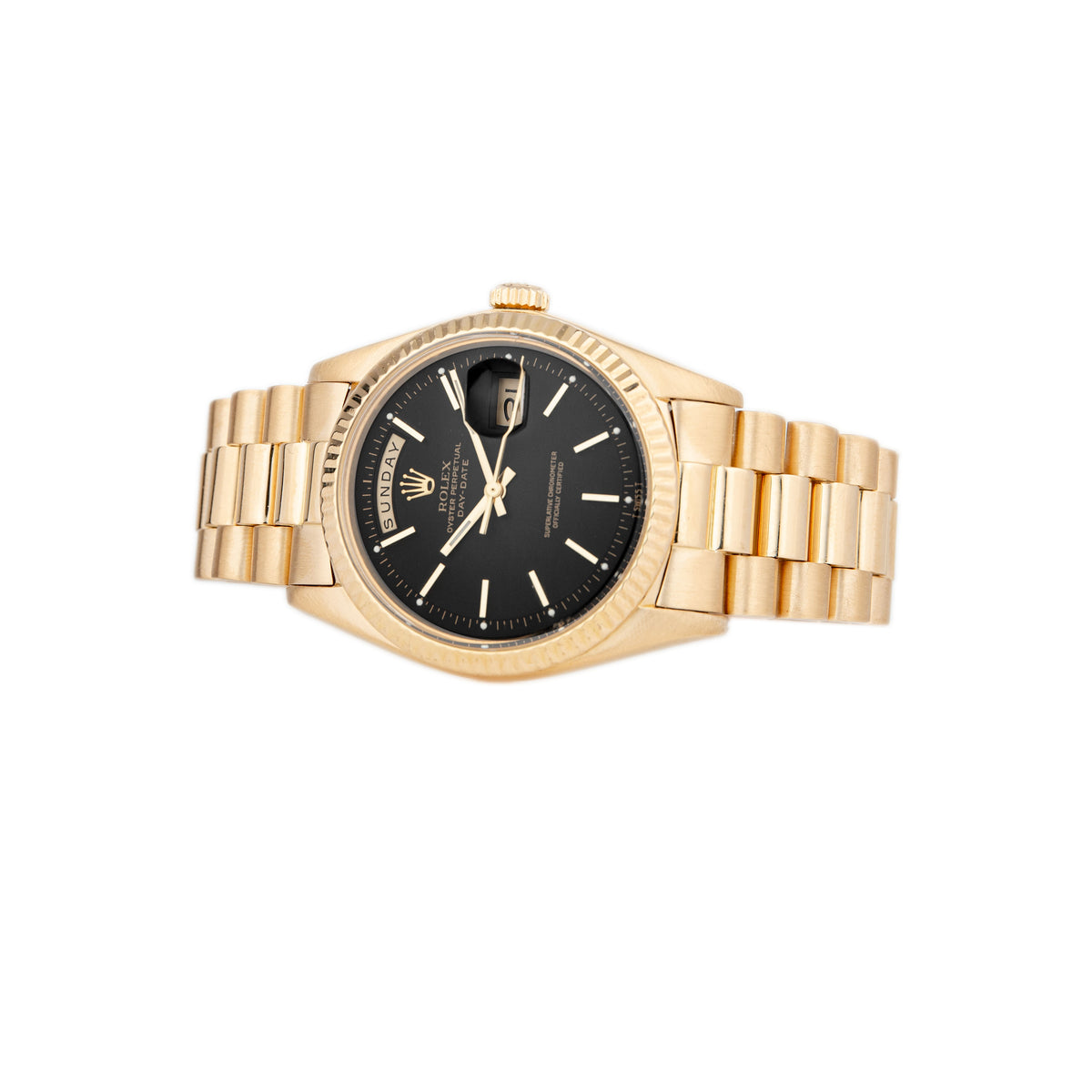 Rolex Day-Date President 36 Yellow Gold Black Dial 36mm 1803