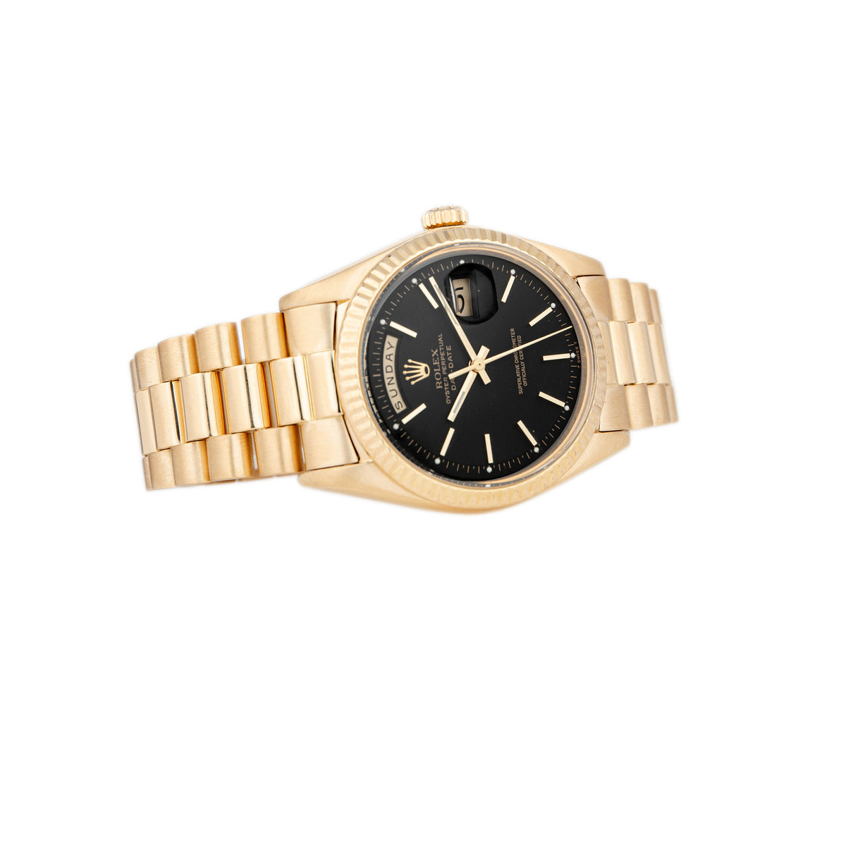 Rolex Day-Date President 36 Yellow Gold Black Dial 36mm 1803