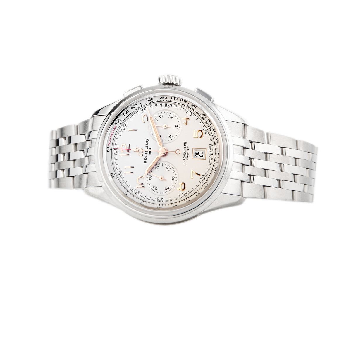 Breitling Premier B01 Chronograph 42 Stainless Steel Silver Dial 42mm AB0145211G1A1 Full Set