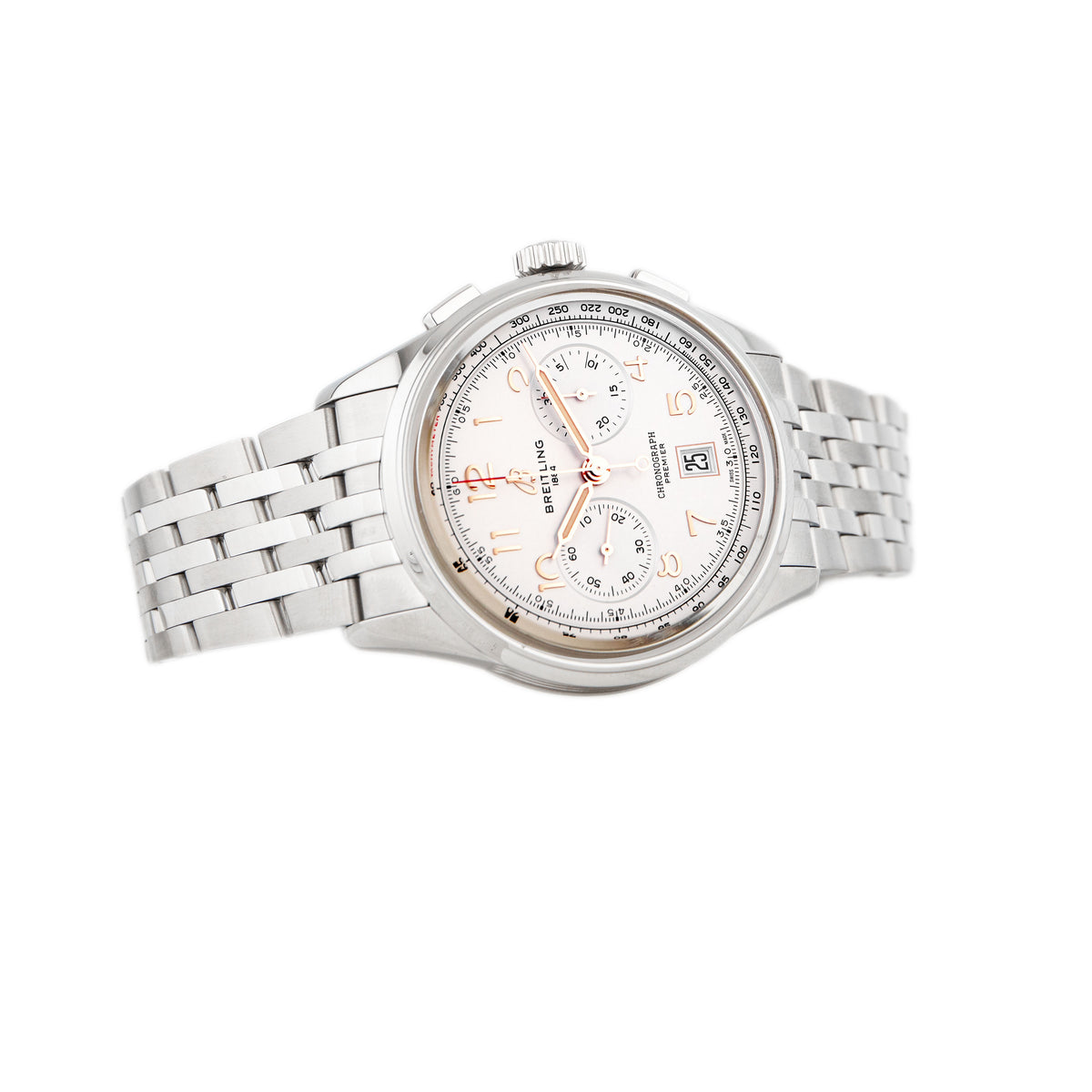 Breitling Premier B01 Chronograph 42 Stainless Steel Silver Dial 42mm AB0145211G1A1 Full Set