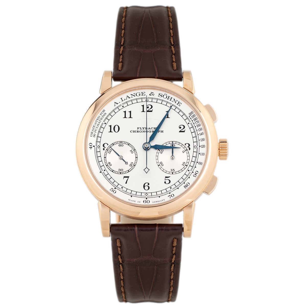 A. Lange & Sohne 1815 Chronograph Rose Gold Silver Dial 39mm 414.032 Full Set