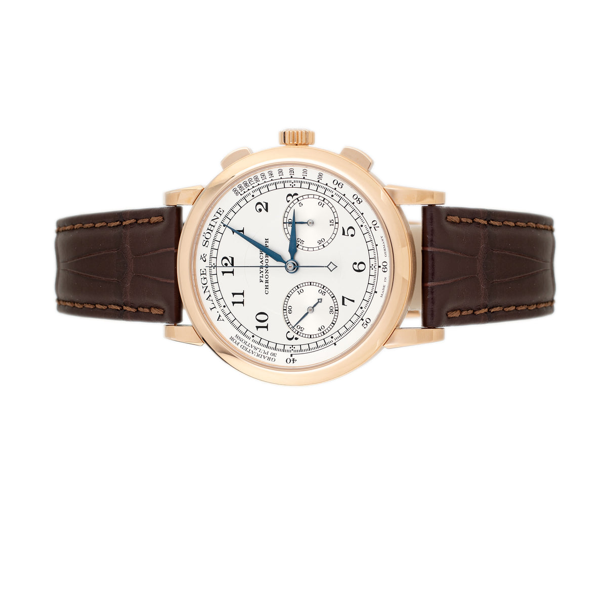 A. Lange & Sohne 1815 Chronograph Rose Gold Silver Dial 39mm 414.032 Full Set