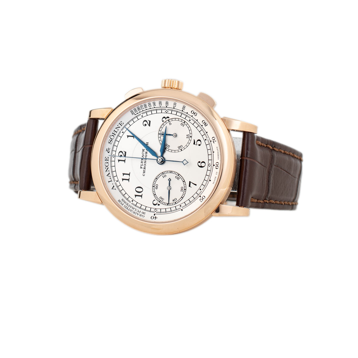 A. Lange & Sohne 1815 Chronograph Rose Gold Silver Dial 39mm 414.032 Full Set