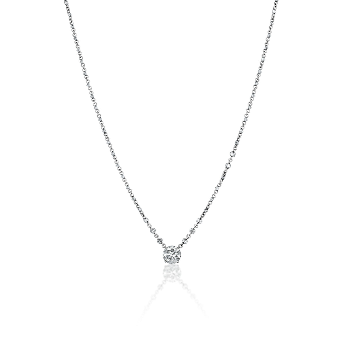 Platinum Round Diamond Pierced Chain Necklace
