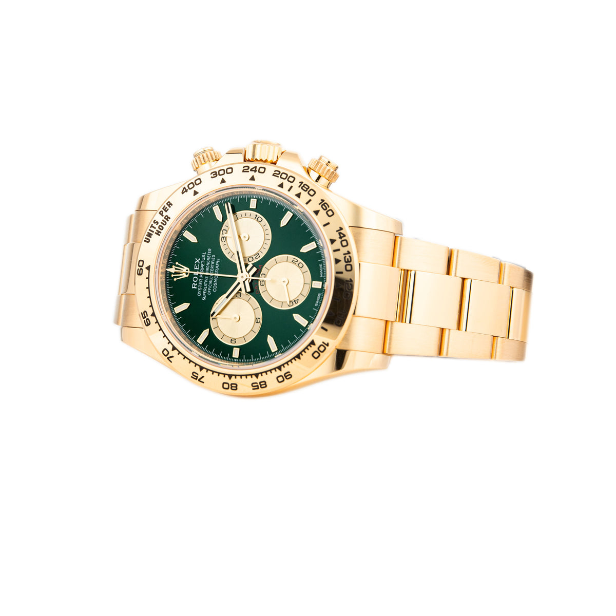 Rolex Daytona Cosmograph Yellow Gold Green Dial 40mm 126508 Full Set