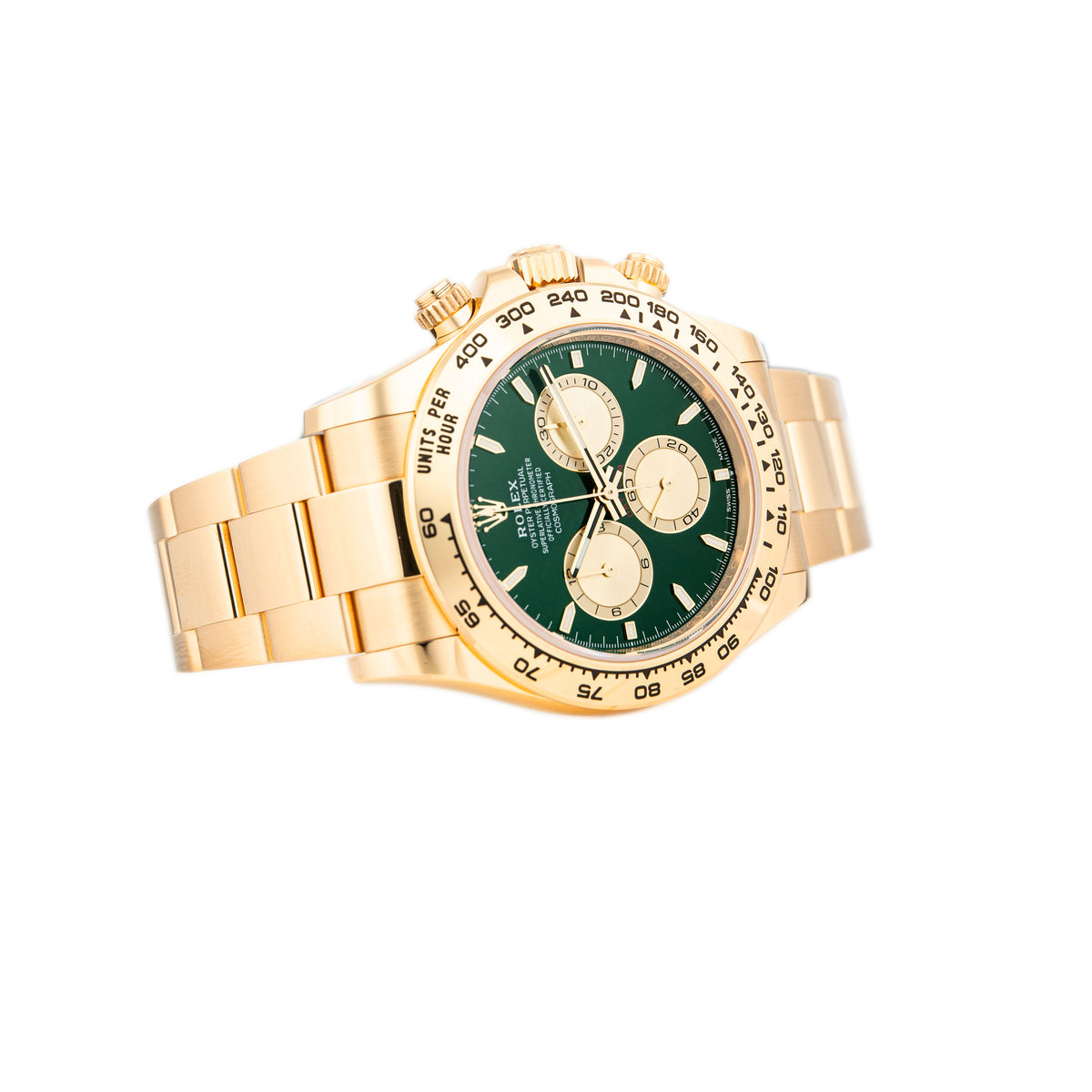 Rolex Daytona Cosmograph Yellow Gold Green Dial 40mm 126508 Full Set