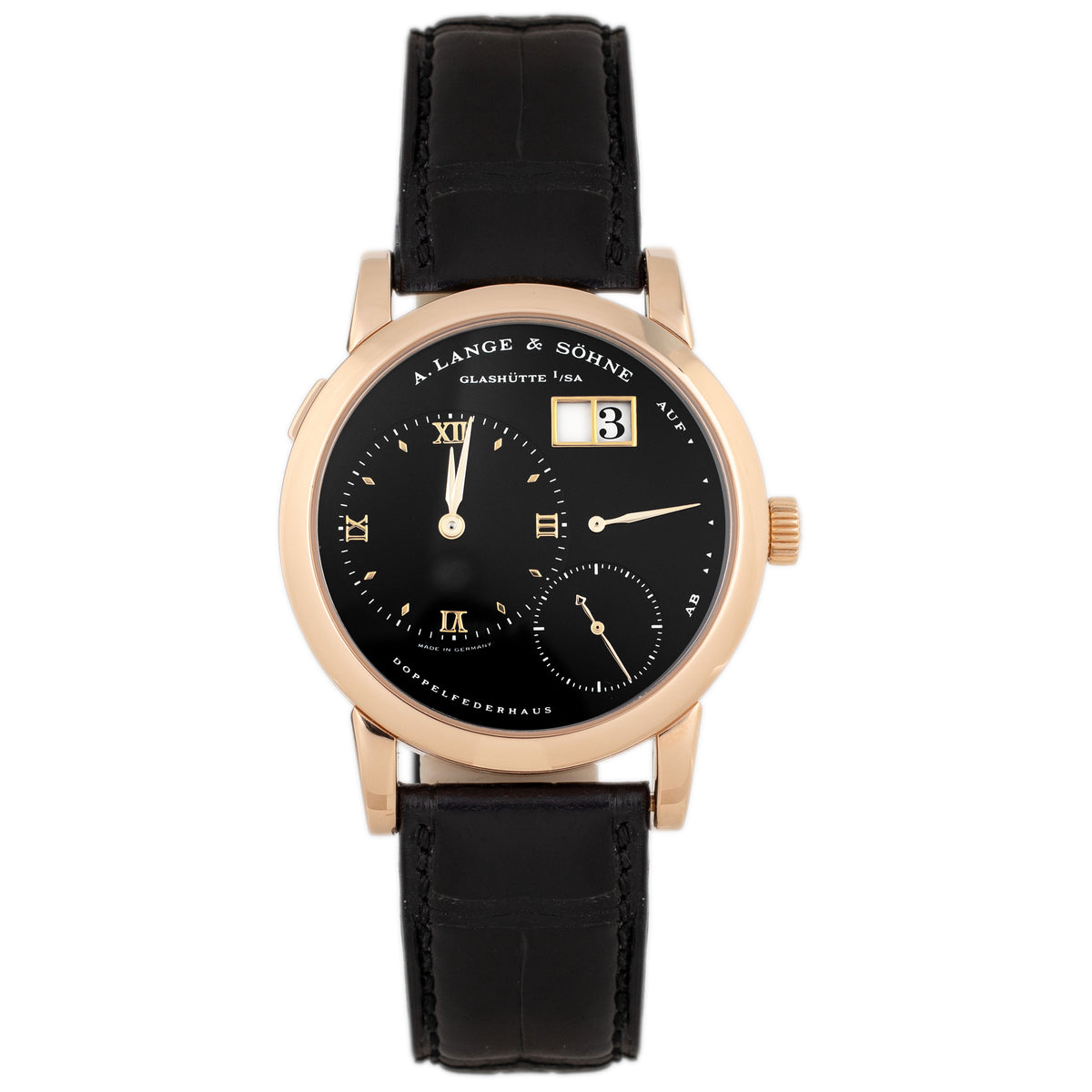 A. Lange & Sohne Lange 1 Rose Gold Black Dial 38mm 101.031