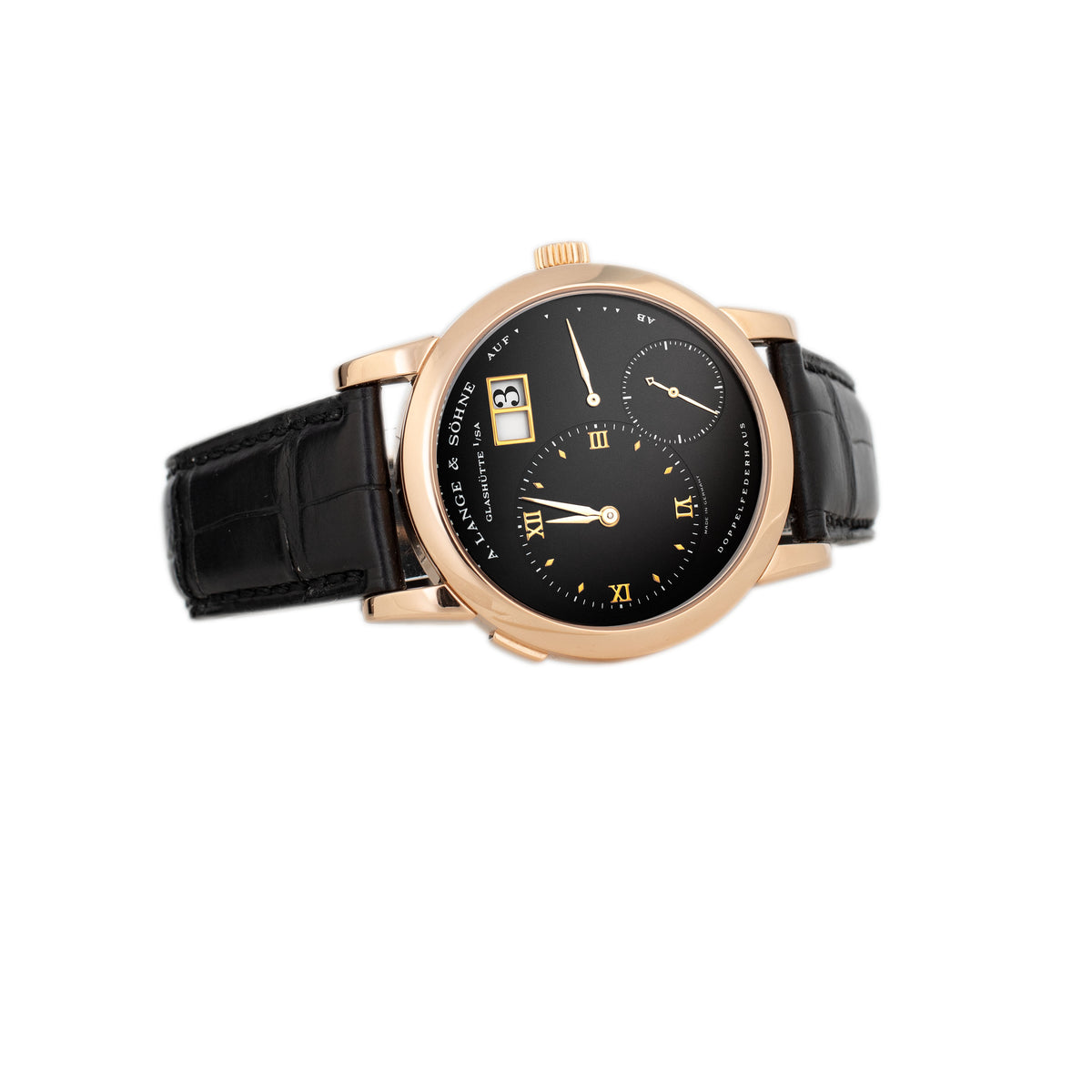A. Lange & Sohne Lange 1 Rose Gold Black Dial 38mm 101.031