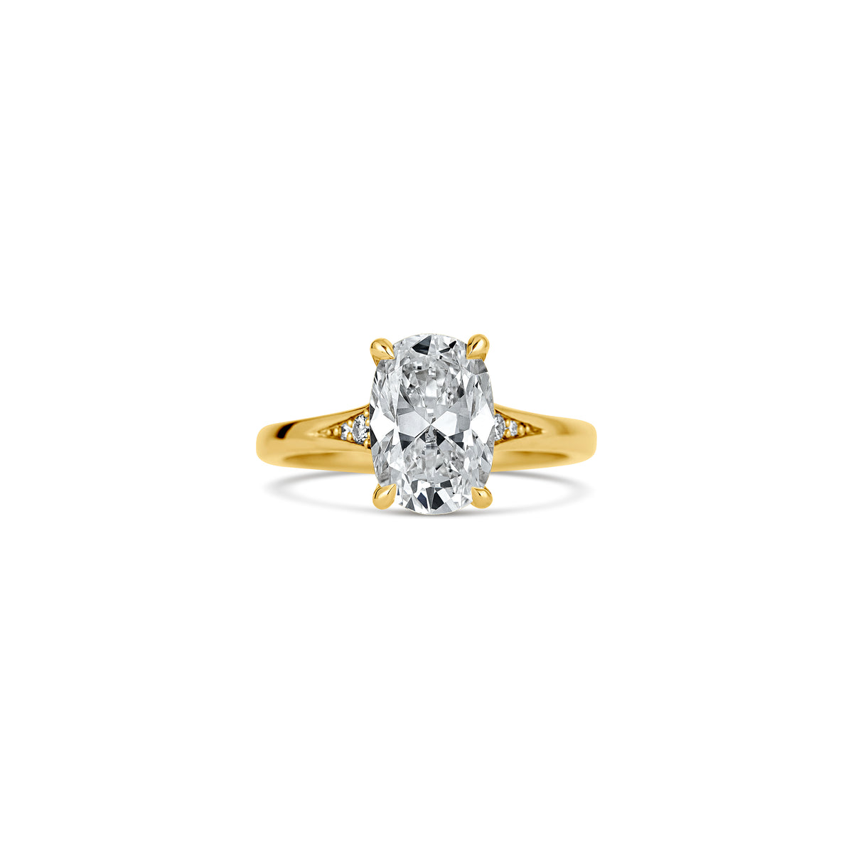 14k Yellow Gold Lab Grown 2.56ct Modified Cushion Diamond Engagement Ring