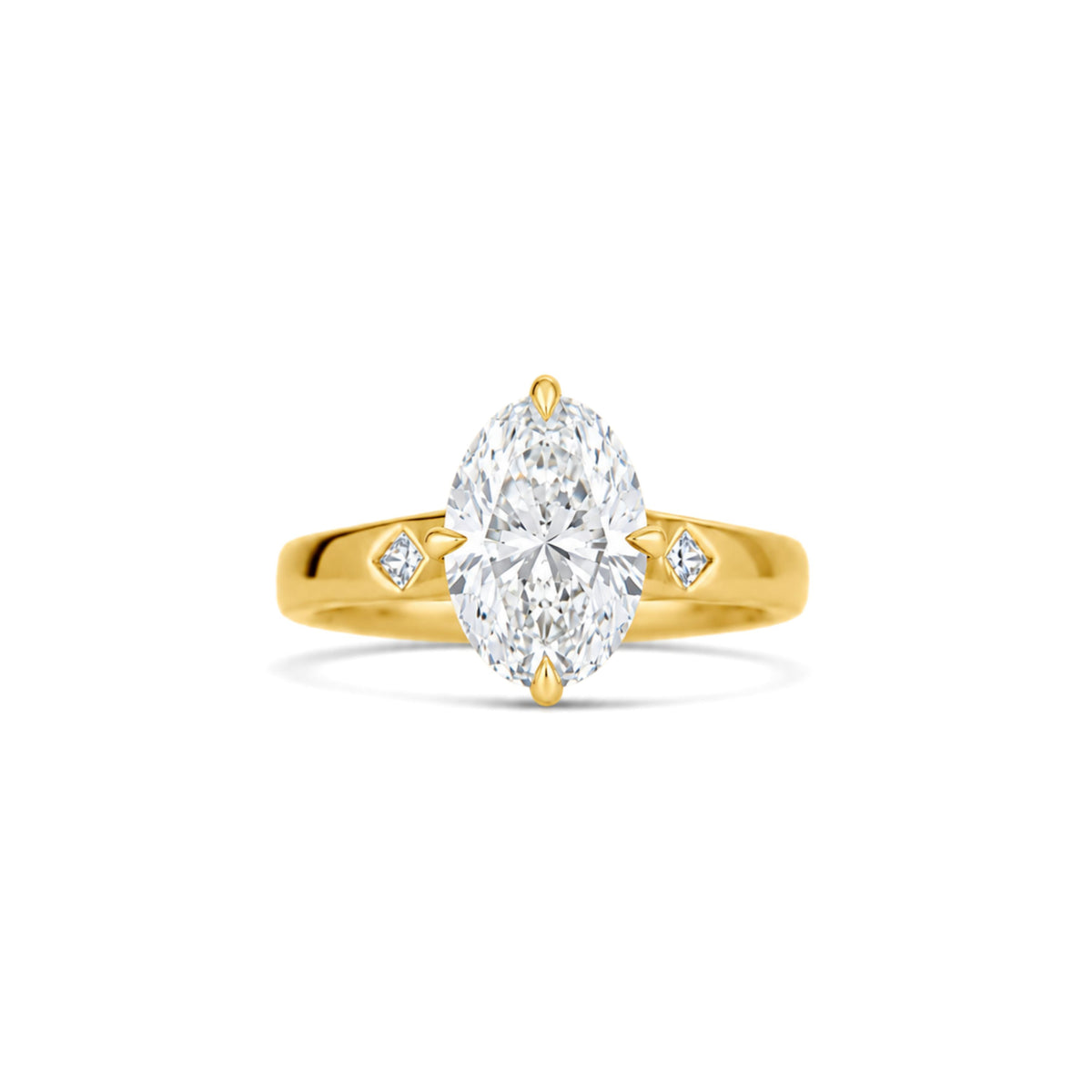 14k Yellow Gold Lab Grown 2.61ct Oval Diamond Hidden Halo Engagement Ring