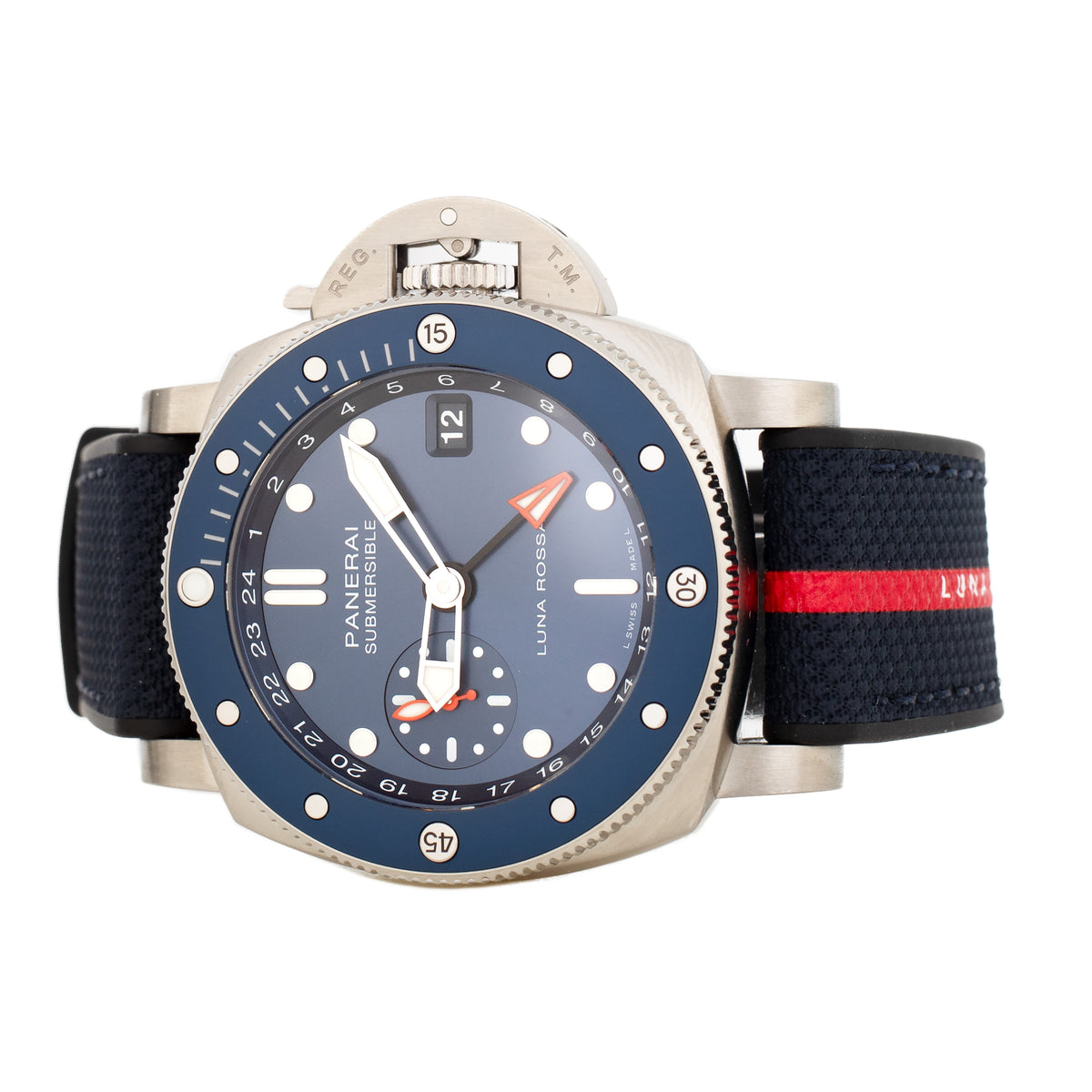 Panerai Submersible GMT Luna Rossa Titanium Blue Dial 42mm Pam01507 Full Set