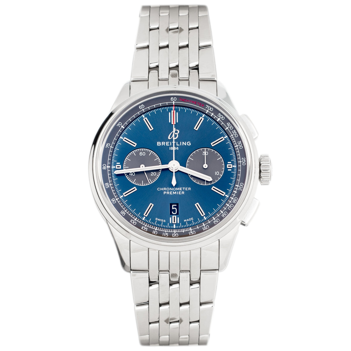 Breitling Premier B01 Chronograph 42 Stainless Steel Blue Dial 42mm AB0118 Full Set
