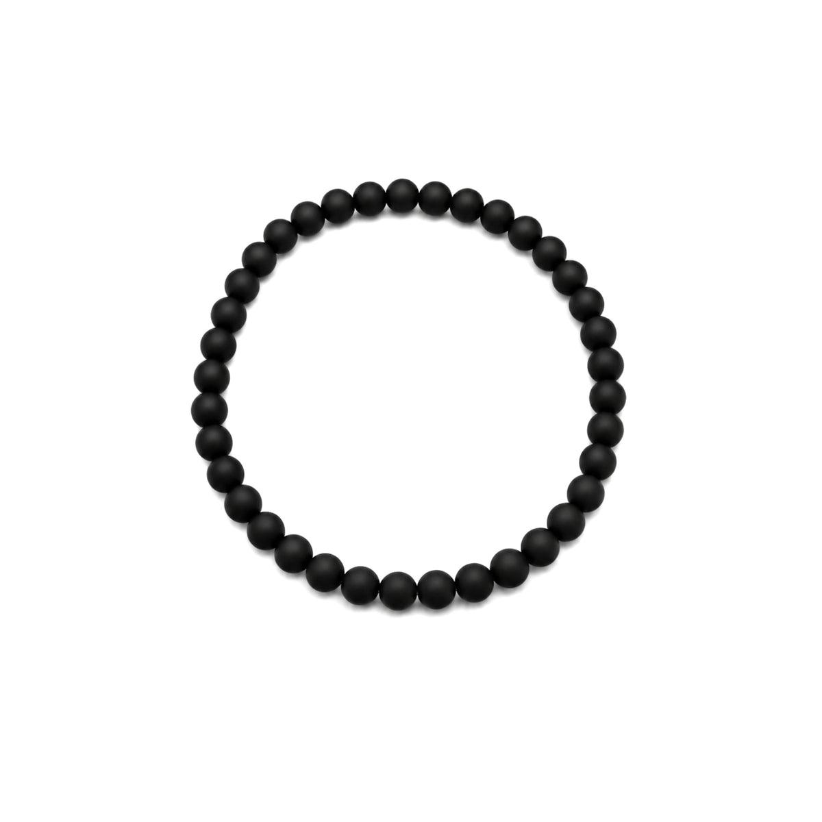 Sterling Silver Black Matte Finish Bead Stretch Bracelet