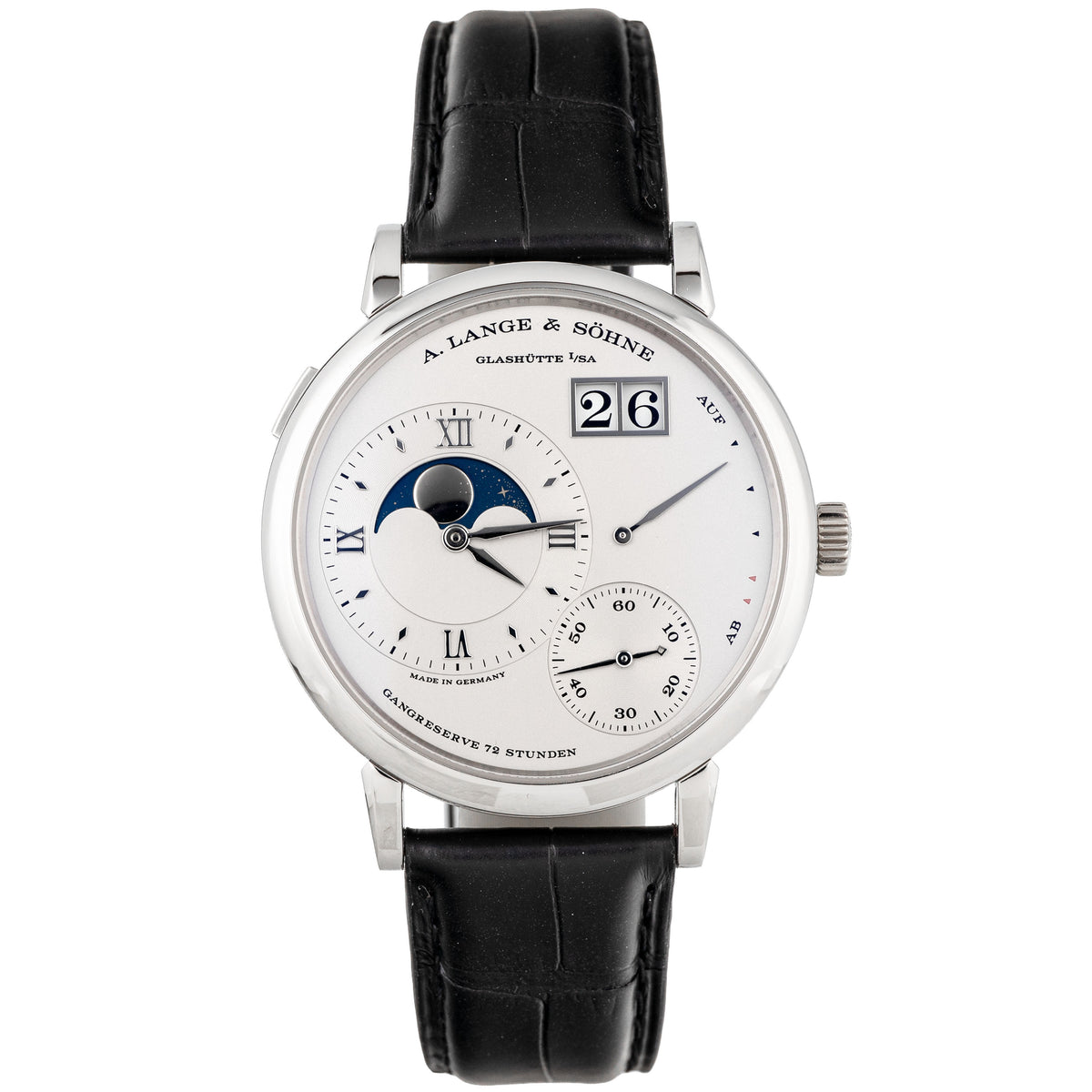 A. Lange & Sohne Grand Lange 1 Moonphase Platinum Silver Dial 41mm 139.025