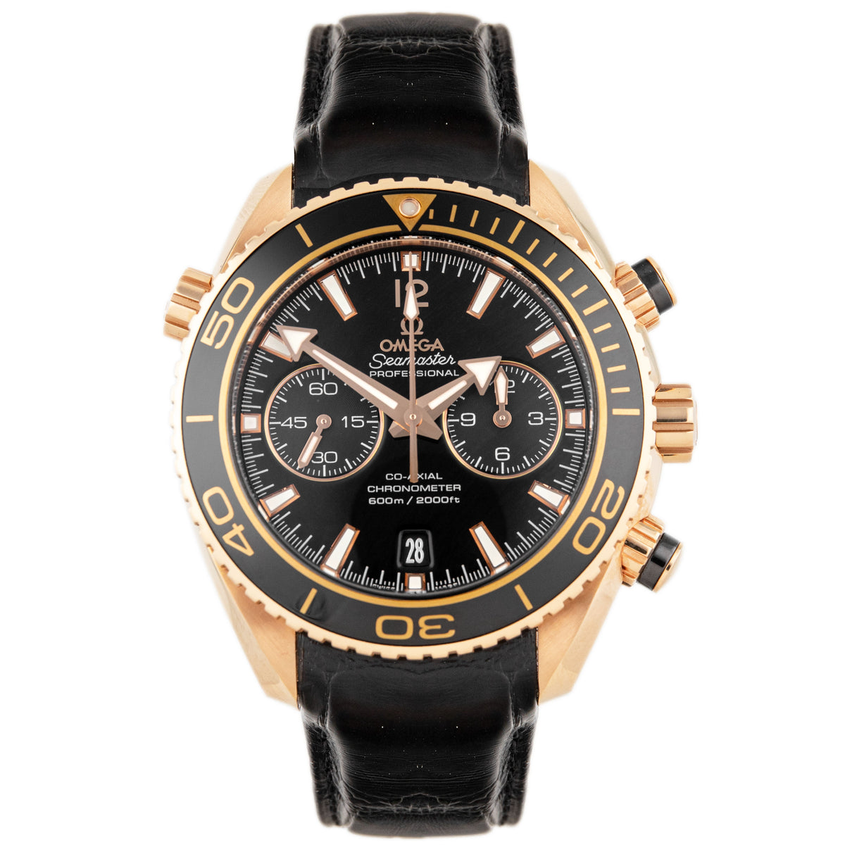 Omega Seamaster Planet Ocean 600M Chronograph Rose Gold Black Dial 45.5mm 232.63.46.51.01.001 Full Set