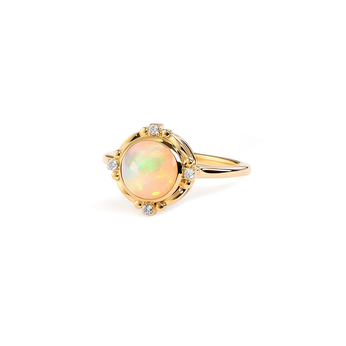 Syna Jewels 18k Yellow Gold Axia Mini Ethiopian Opal and Diamond Ring