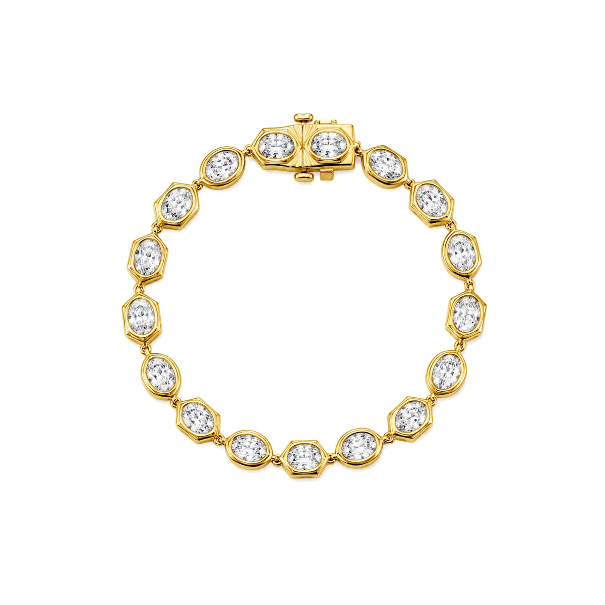 14k Yellow Gold Lab Grown Oval Diamond Bezel Set Line Bracelet