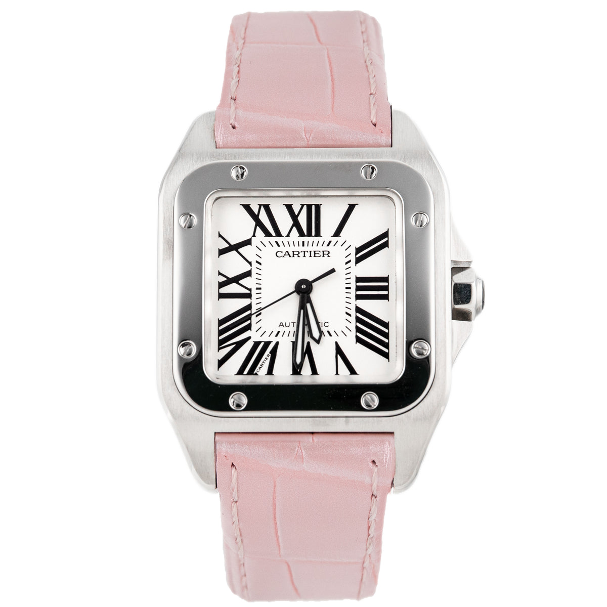 Cartier Santos 100 Stainless Steel Silver Dial 44x35mm W20126X8 Full Set