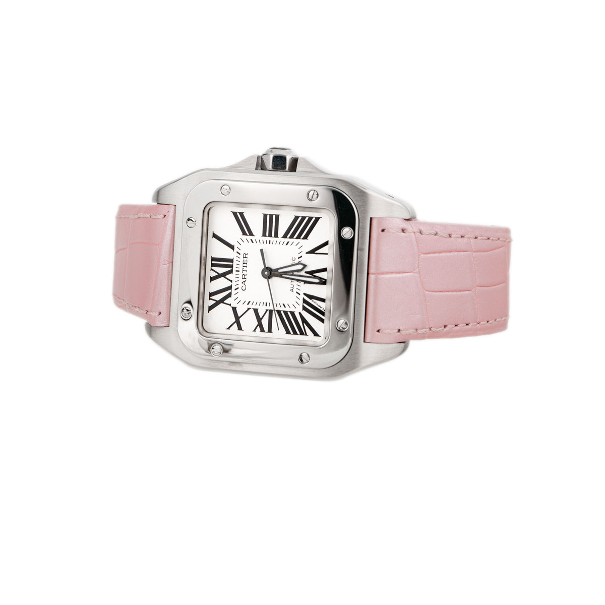 Cartier Santos 100 Stainless Steel Silver Dial 44x35mm W20126X8 Full Set