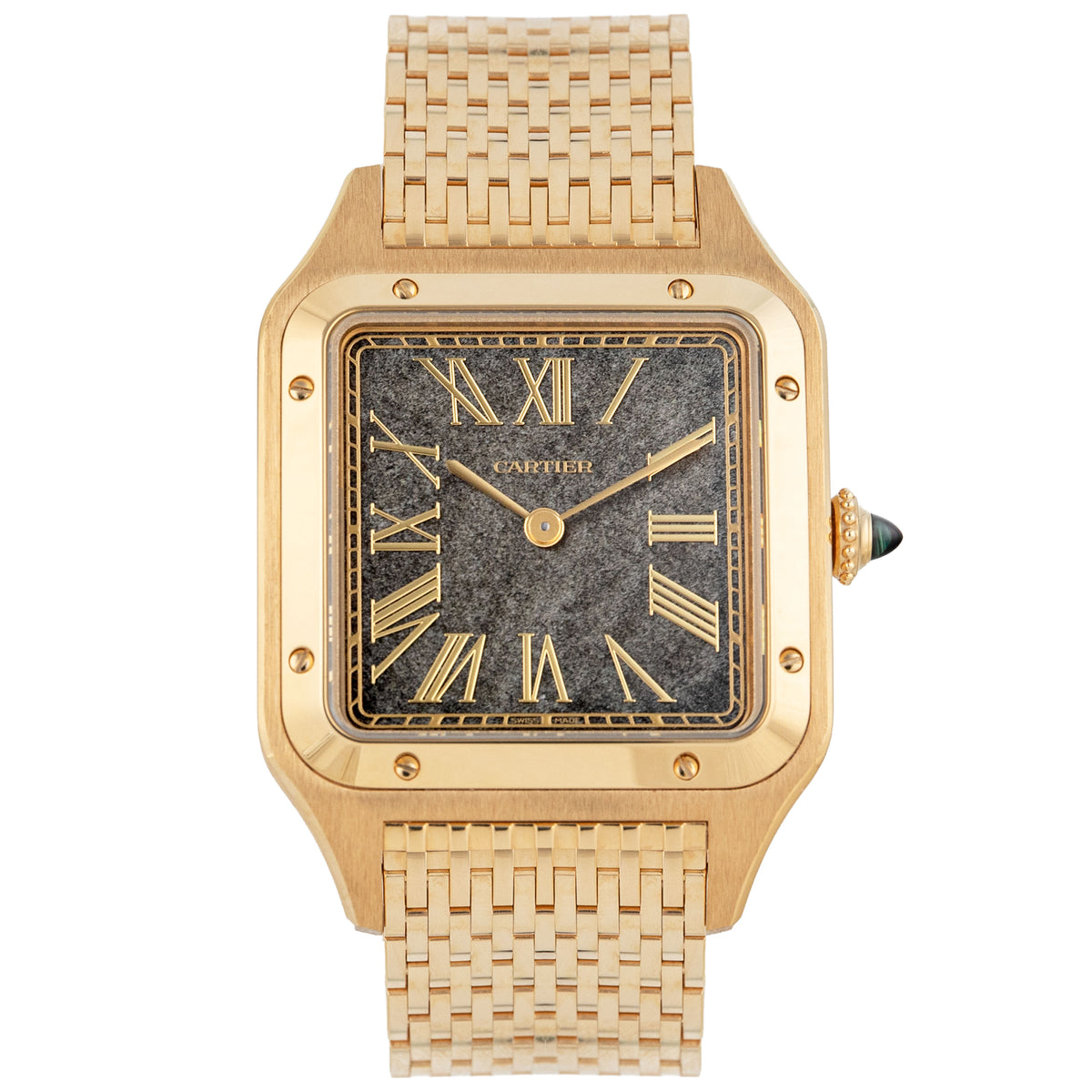Cartier Santos-Dumont Yellow Gold Black Obsidian Dial 43.5x31.4mm WGSA0123 Full Set